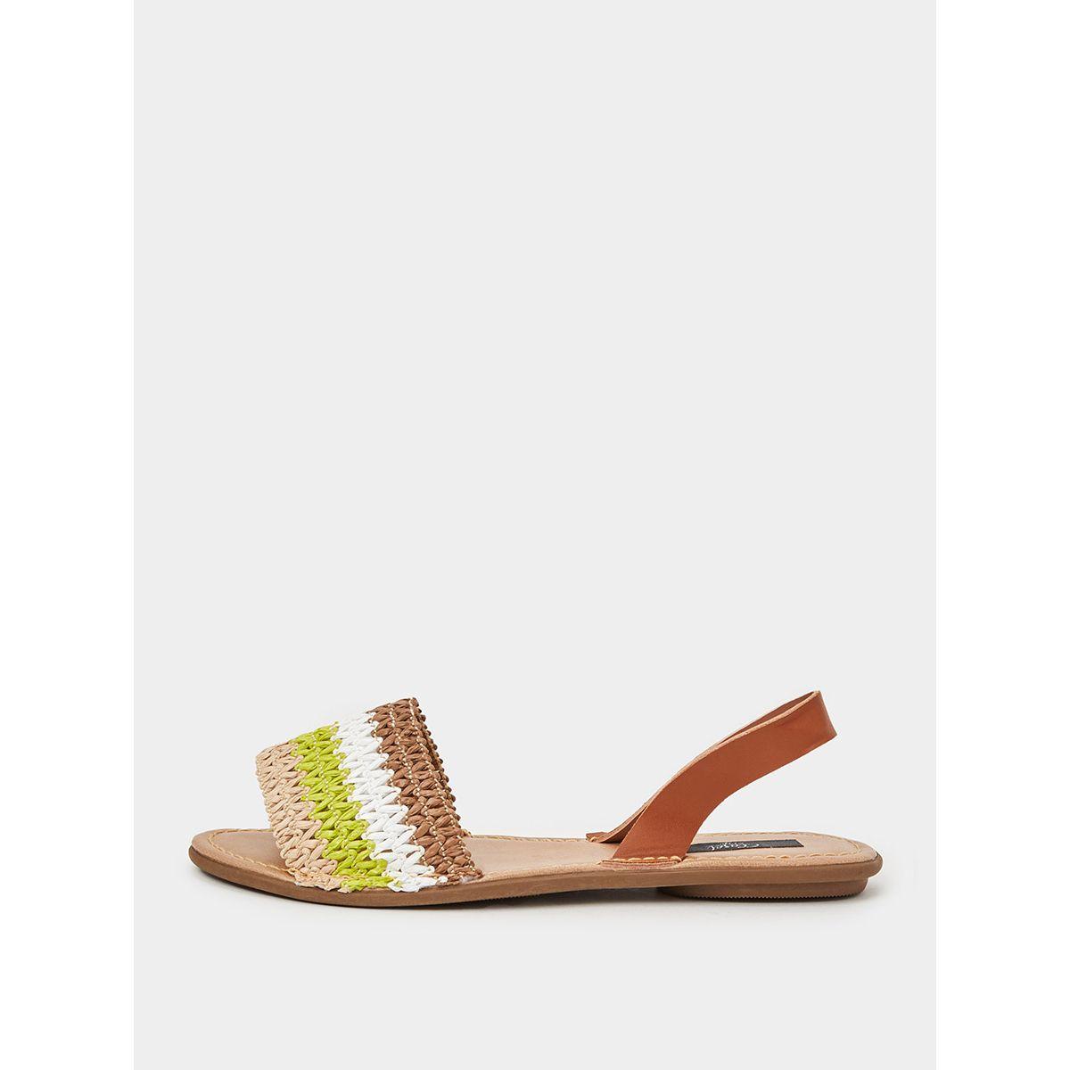 Styli Woven Strap Detail Slingback Sandals-women-shoes-sandals-flats-image-1