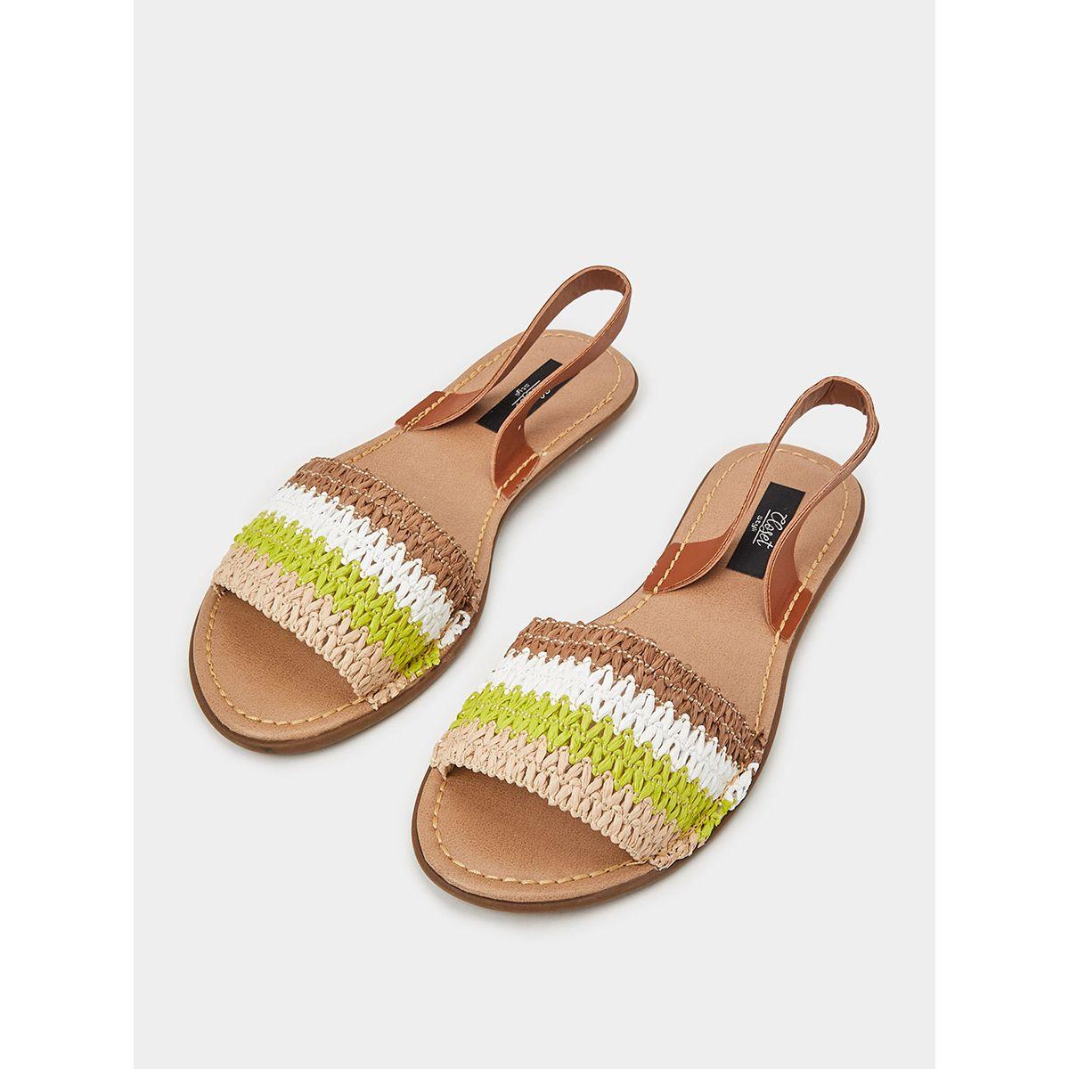 Styli Woven Strap Detail Slingback Sandals-women-shoes-sandals-flats-image-2