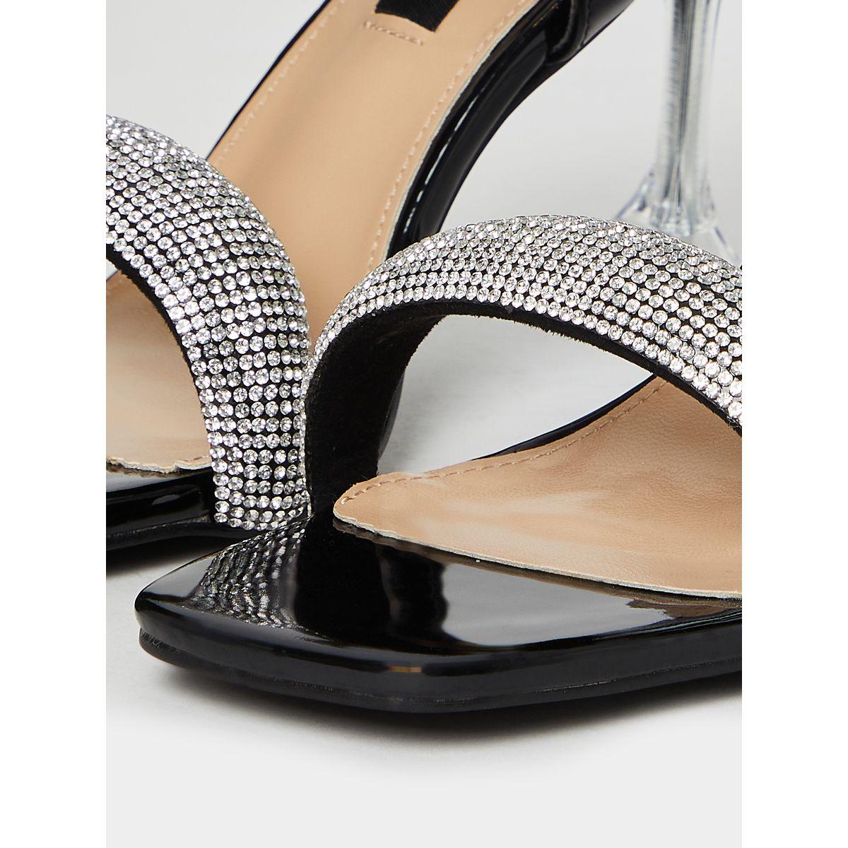 Styli Embellished Buckle Closure Square Toe Sandals with Stiletto Heels-women-shoes-heels-image-5