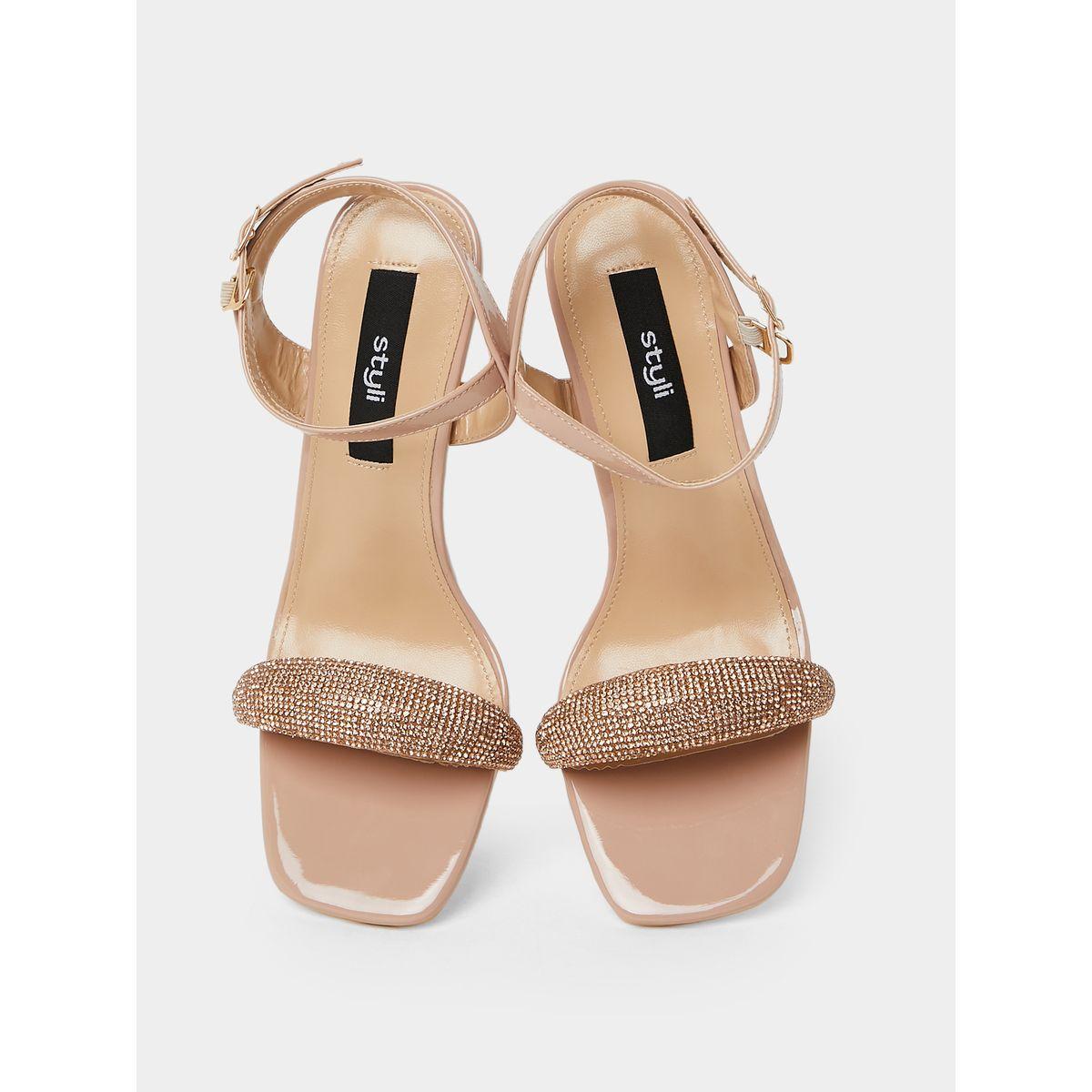 Styli Embellished Buckle Closure Square Toe Sandals with Stiletto Heels-women-shoes-heels-image-6