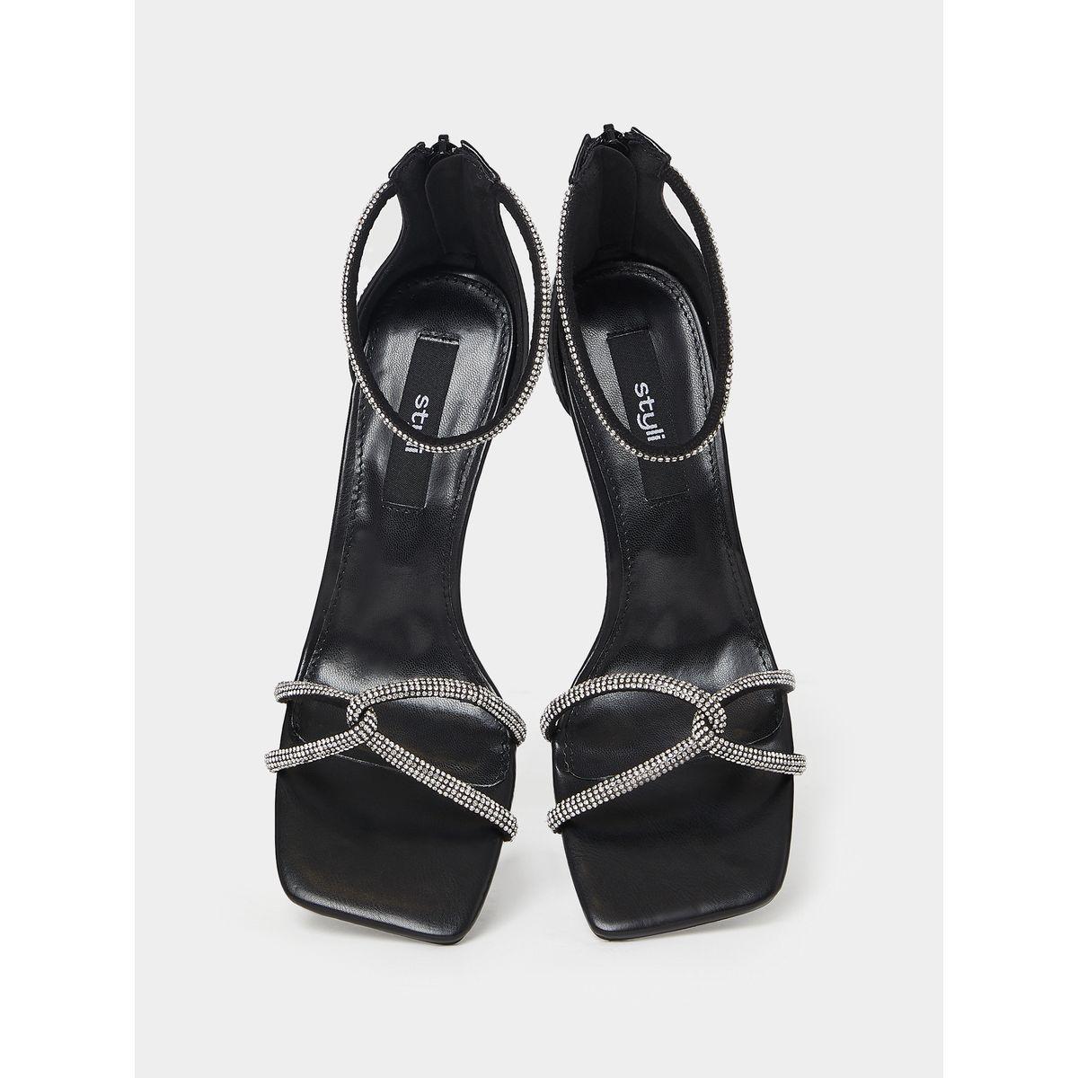 Styli Embellished Zip On Square Toe Heel Sandals-women-shoes-heels-image-6