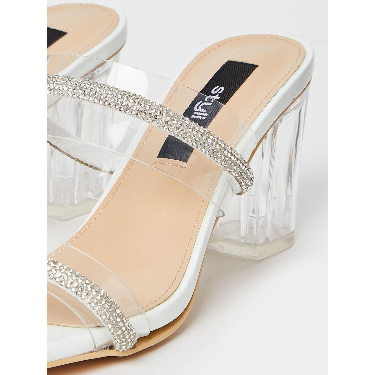 Styli Embellished Double Strap Sandals with Acrylic Block Heel -women-shoes-heels-image-5