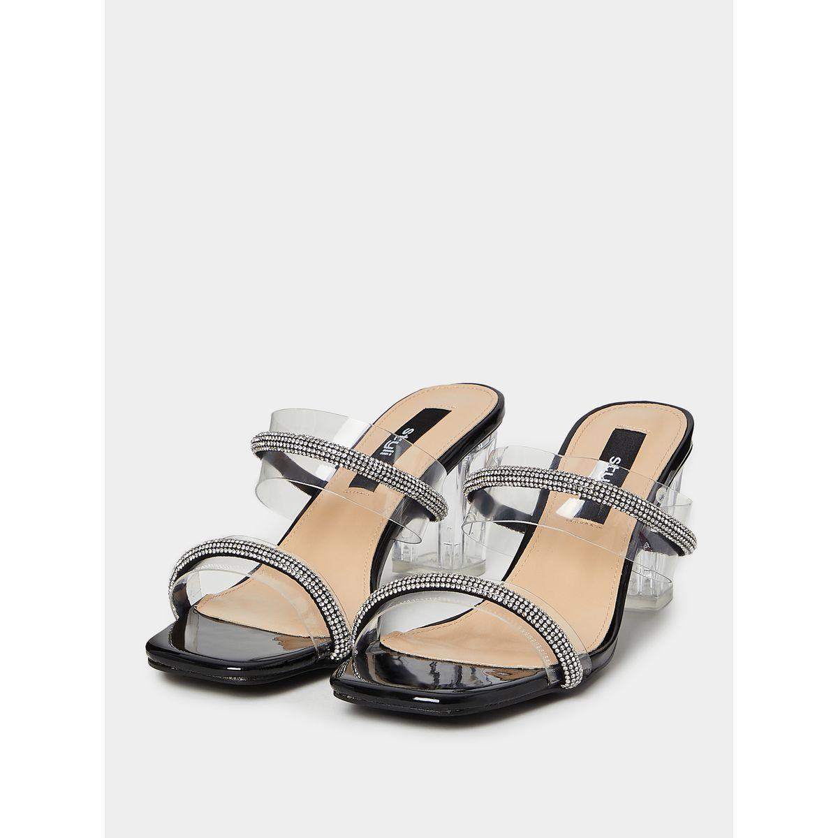 Styli Embellished Double Strap Acrylic Heel Sandals-women-shoes-heels-image-3