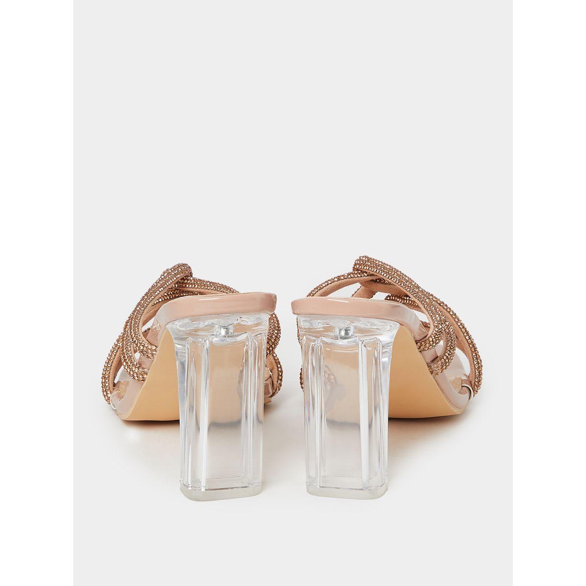 Styli Embellished Cross Strap Sandals with Acrylic Block Heel-women-shoes-heels-image-5