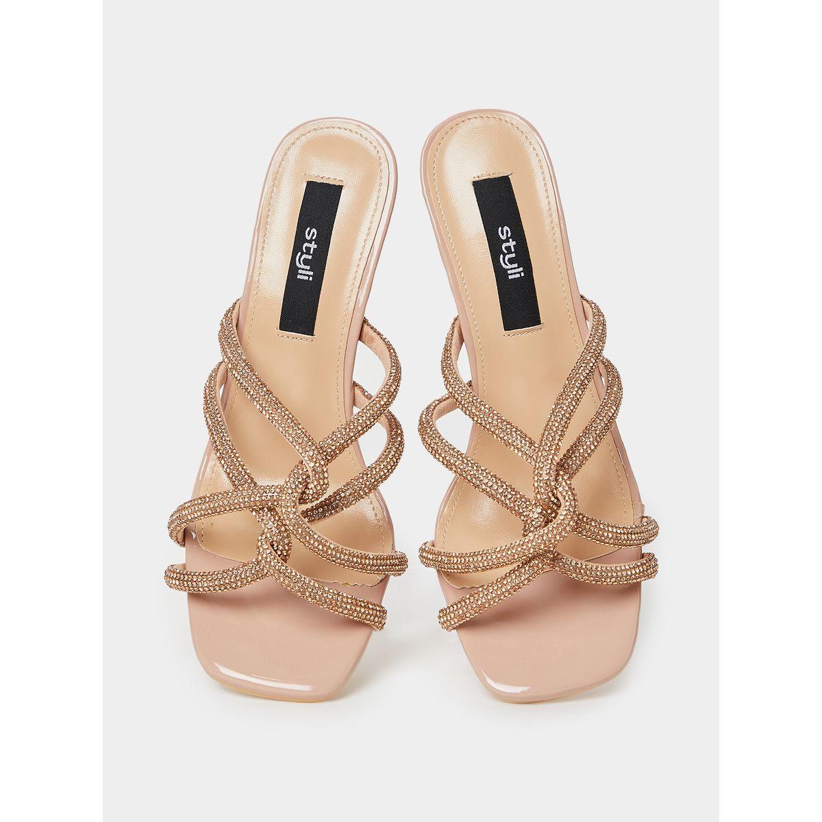 Styli Embellished Cross Strap Sandals with Acrylic Block Heel-women-shoes-heels-image-6