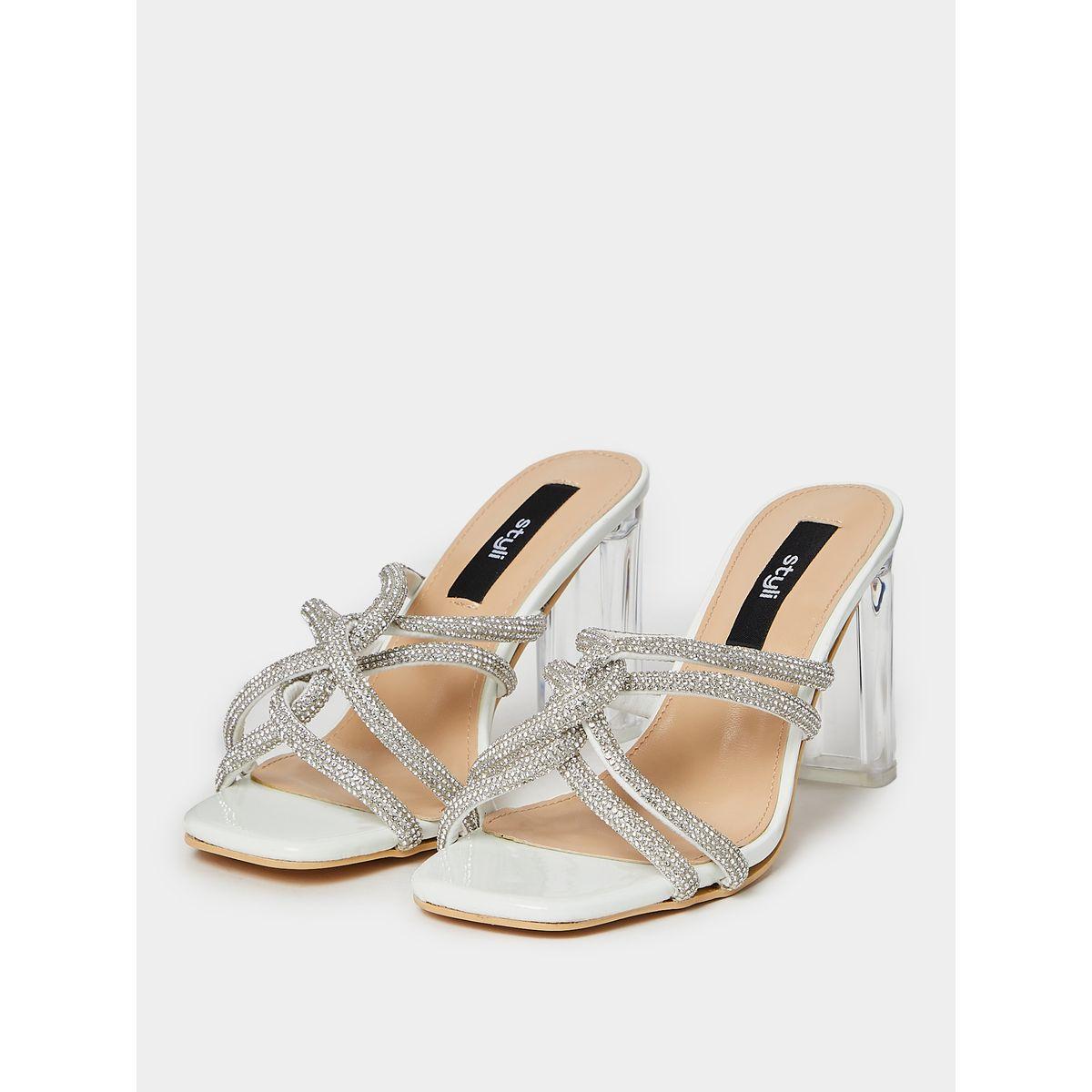 Styli Embellished Cross Strap Sandals with Acrylic Block Heel-women-shoes-heels-image-3
