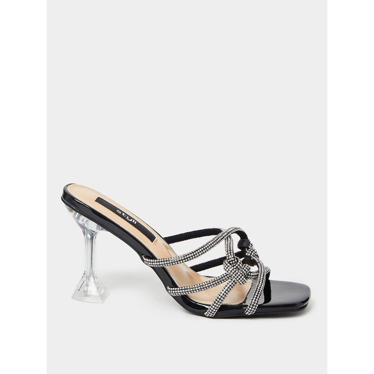 Styli Embellished Square Toe Sandals with Spool Heel-women-shoes-heels-image-1