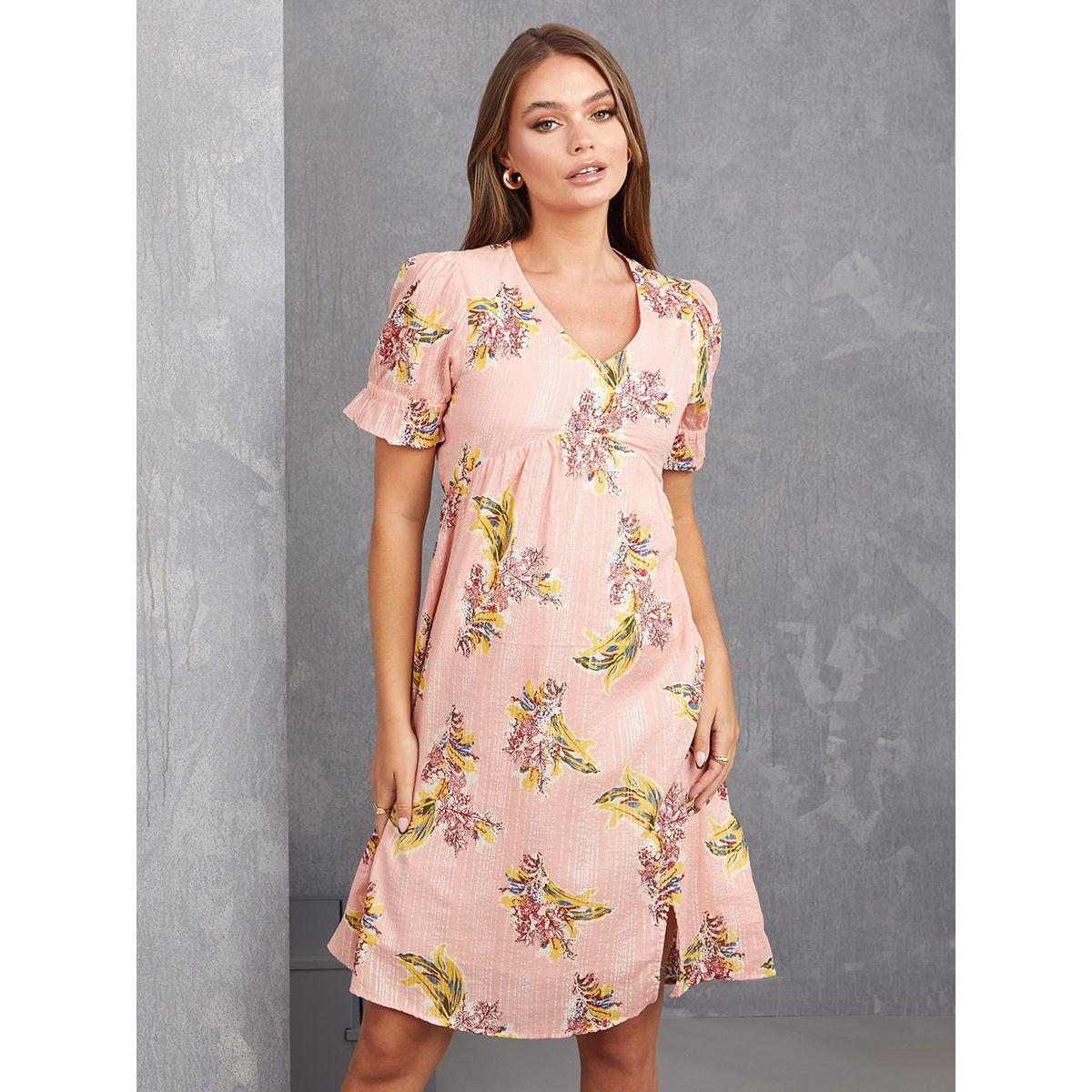 فستان ميدي باكمام قصيرة من ستايلي-women-clothing-dresses-image-1