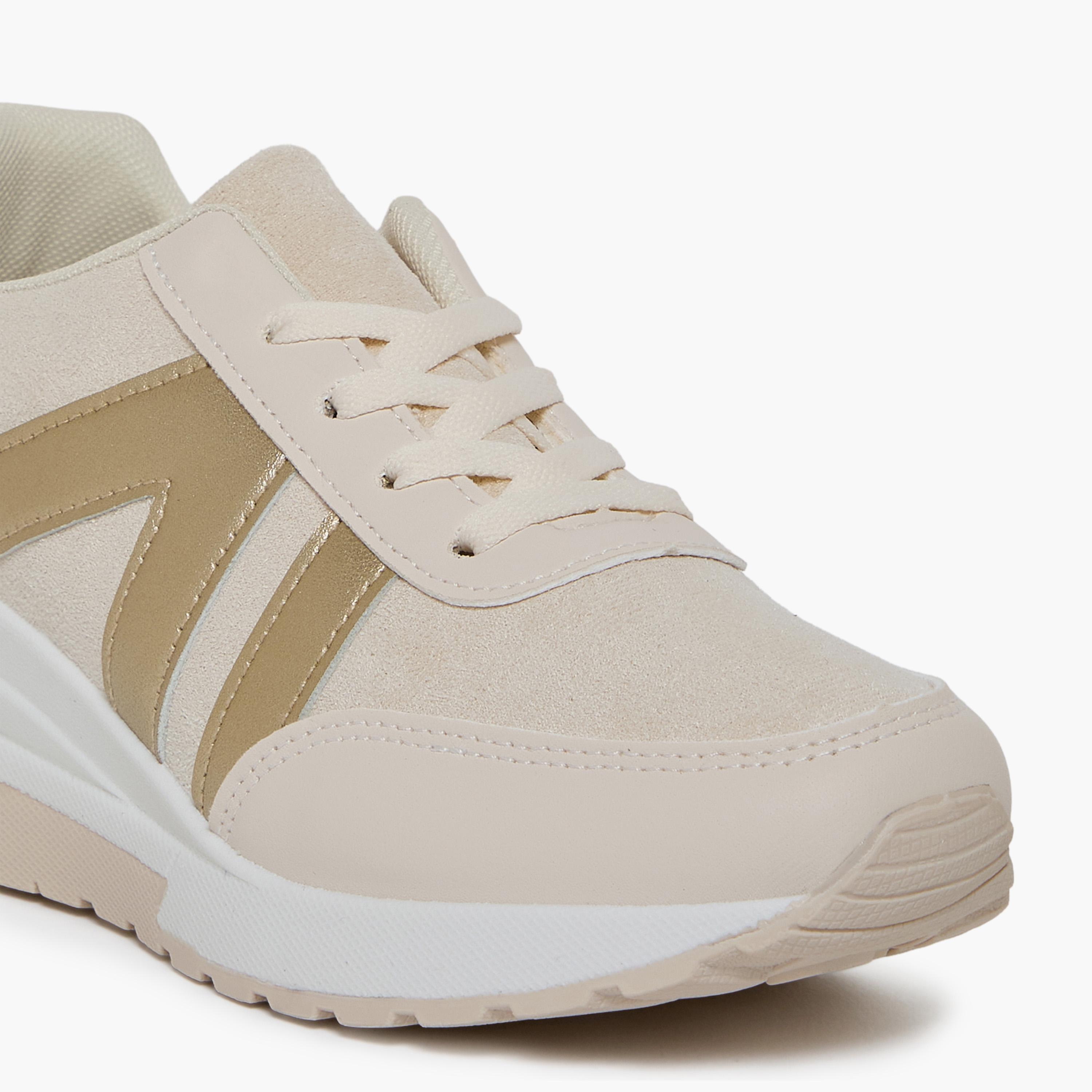 جيومني - حذاء رياضي فوت برباط نعل سميك كاحل منخفض للنساء | 490TF311-8-BGEGLD-women-shoes-sneakers-image-2