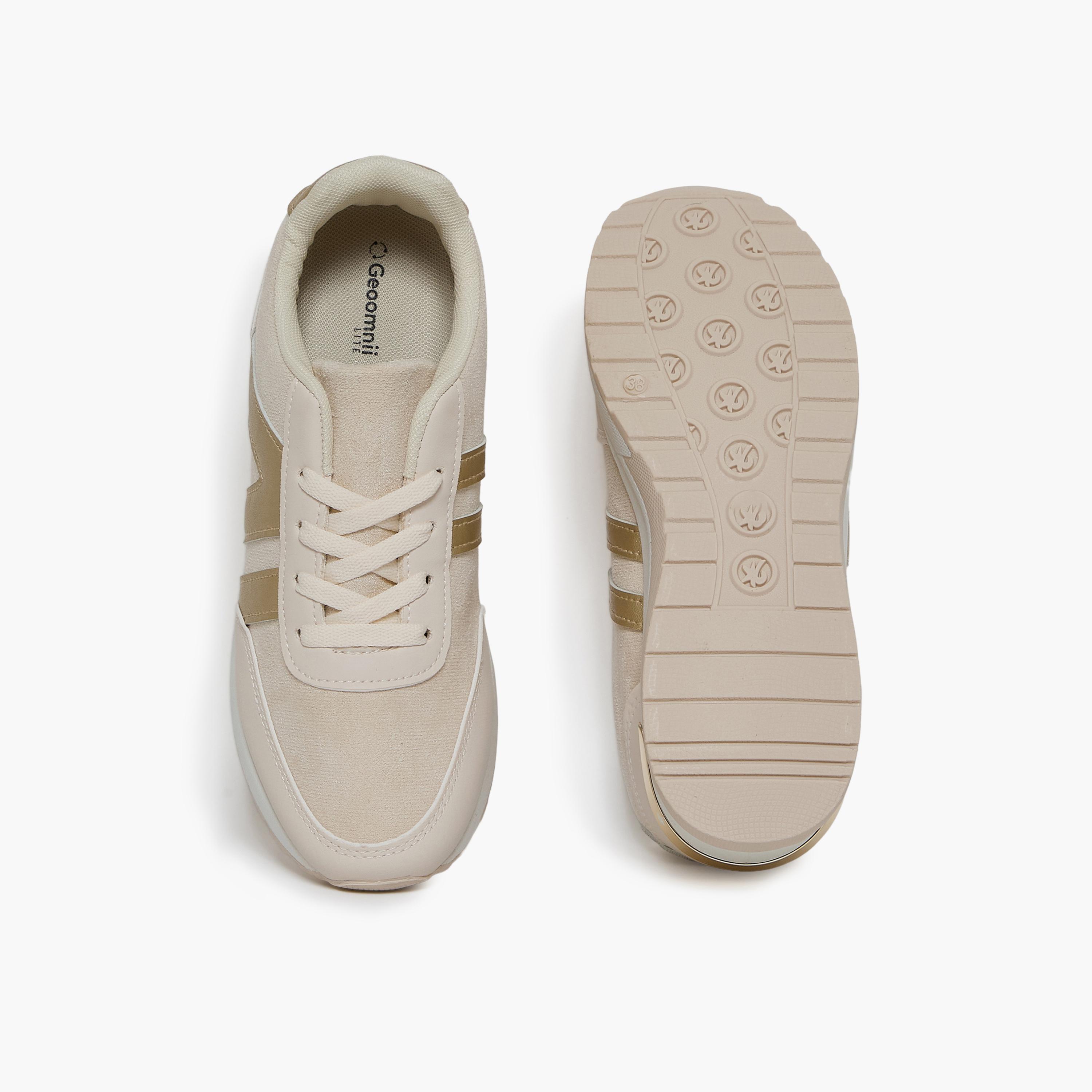 جيومني - حذاء رياضي فوت برباط نعل سميك كاحل منخفض للنساء | 490TF311-8-BGEGLD-women-shoes-sneakers-image-3