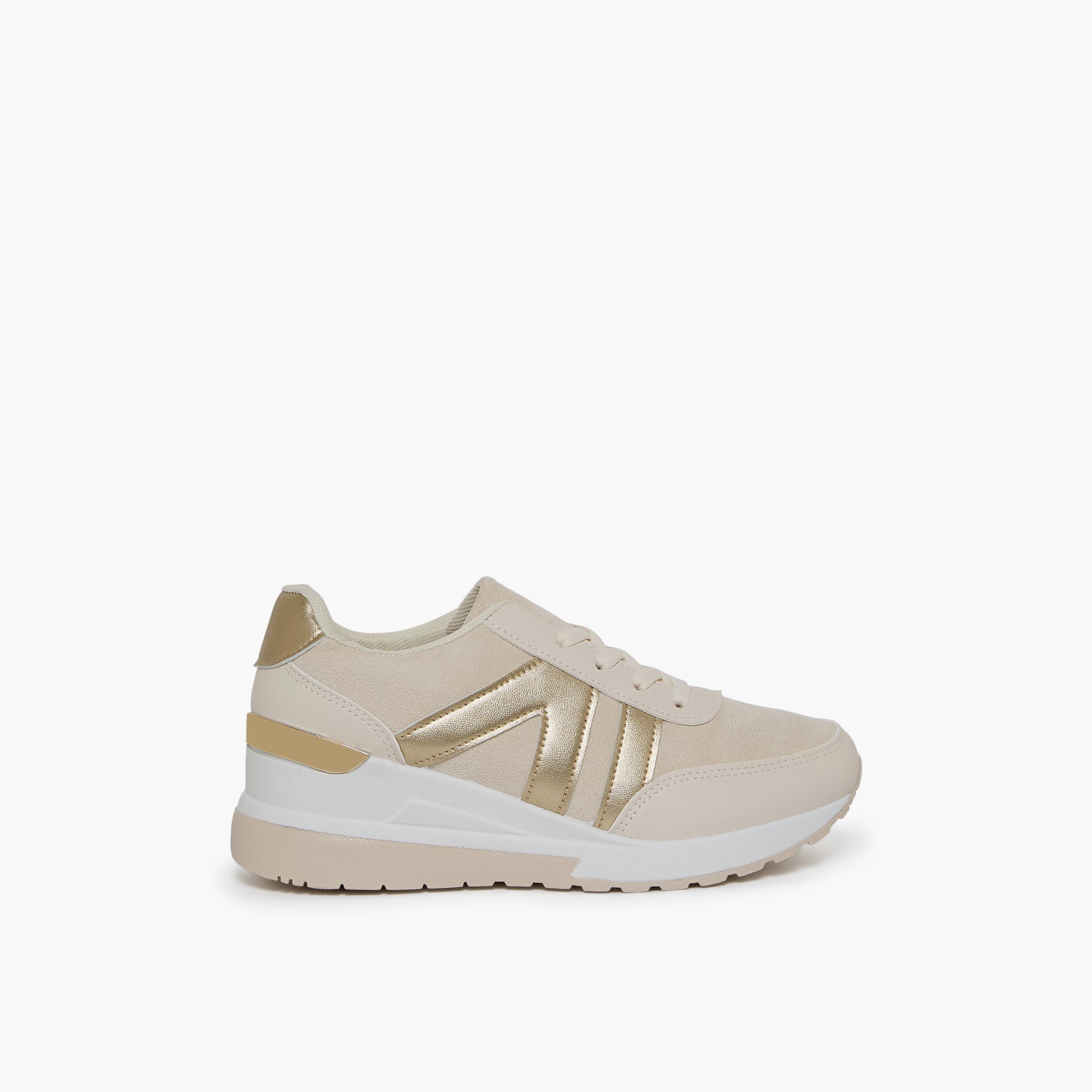 جيومني - حذاء رياضي فوت برباط نعل سميك كاحل منخفض للنساء | 490TF311-8-BGEGLD-women-shoes-sneakers-image-4