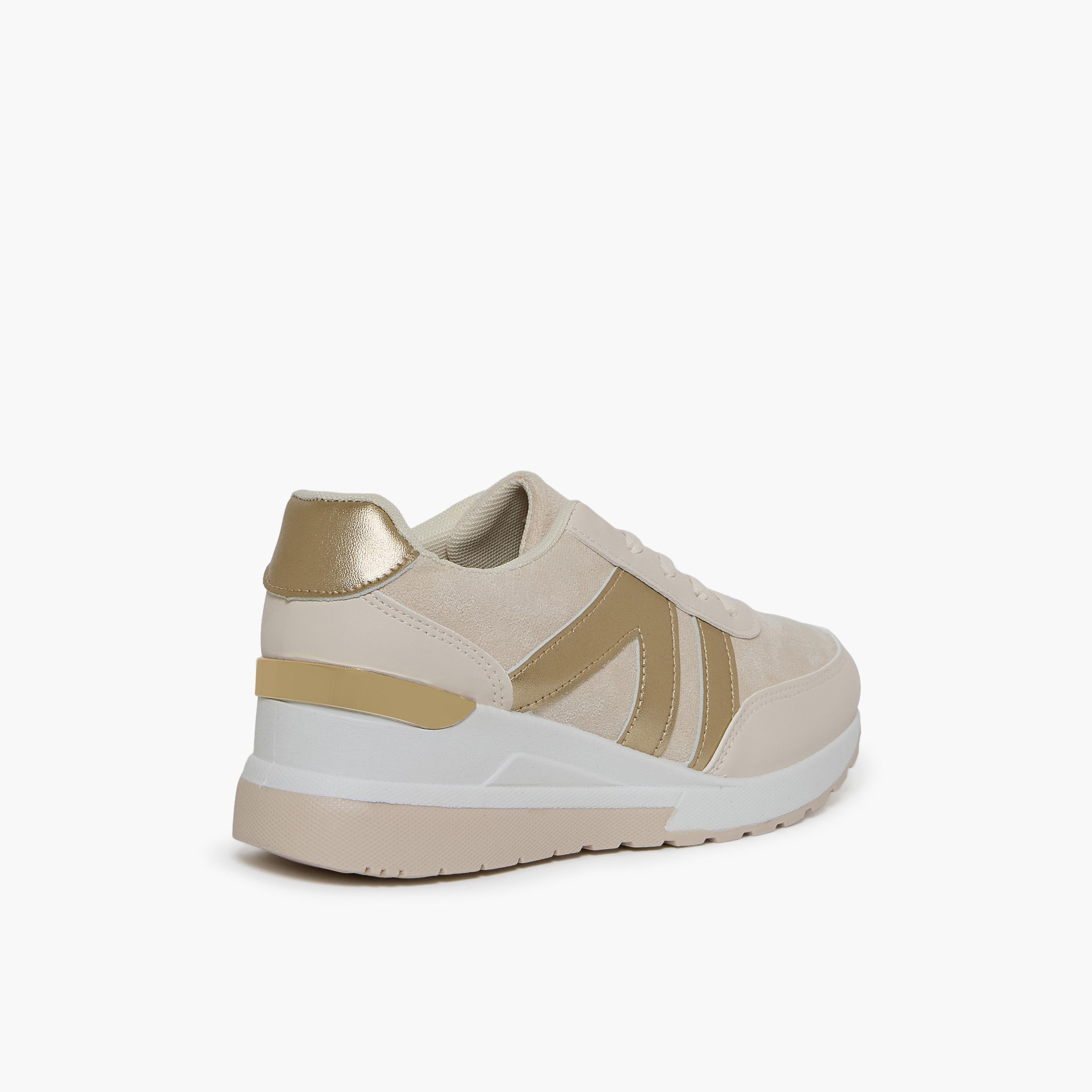 جيومني - حذاء رياضي فوت برباط نعل سميك كاحل منخفض للنساء | 490TF311-8-BGEGLD-women-shoes-sneakers-image-5