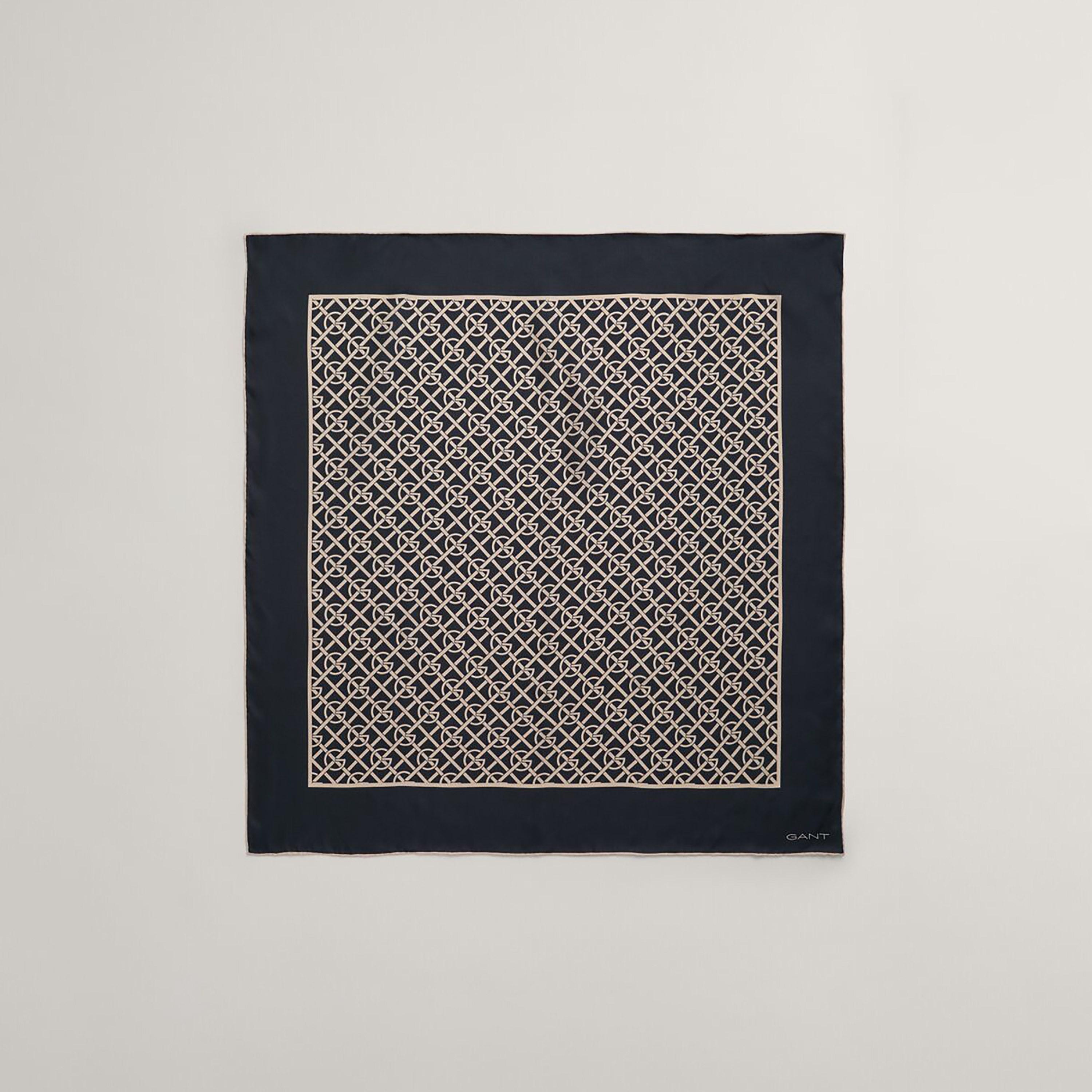 Gant Blue Monogram Solid Border Women's Scarf-women-winterwear-scarves-image-1
