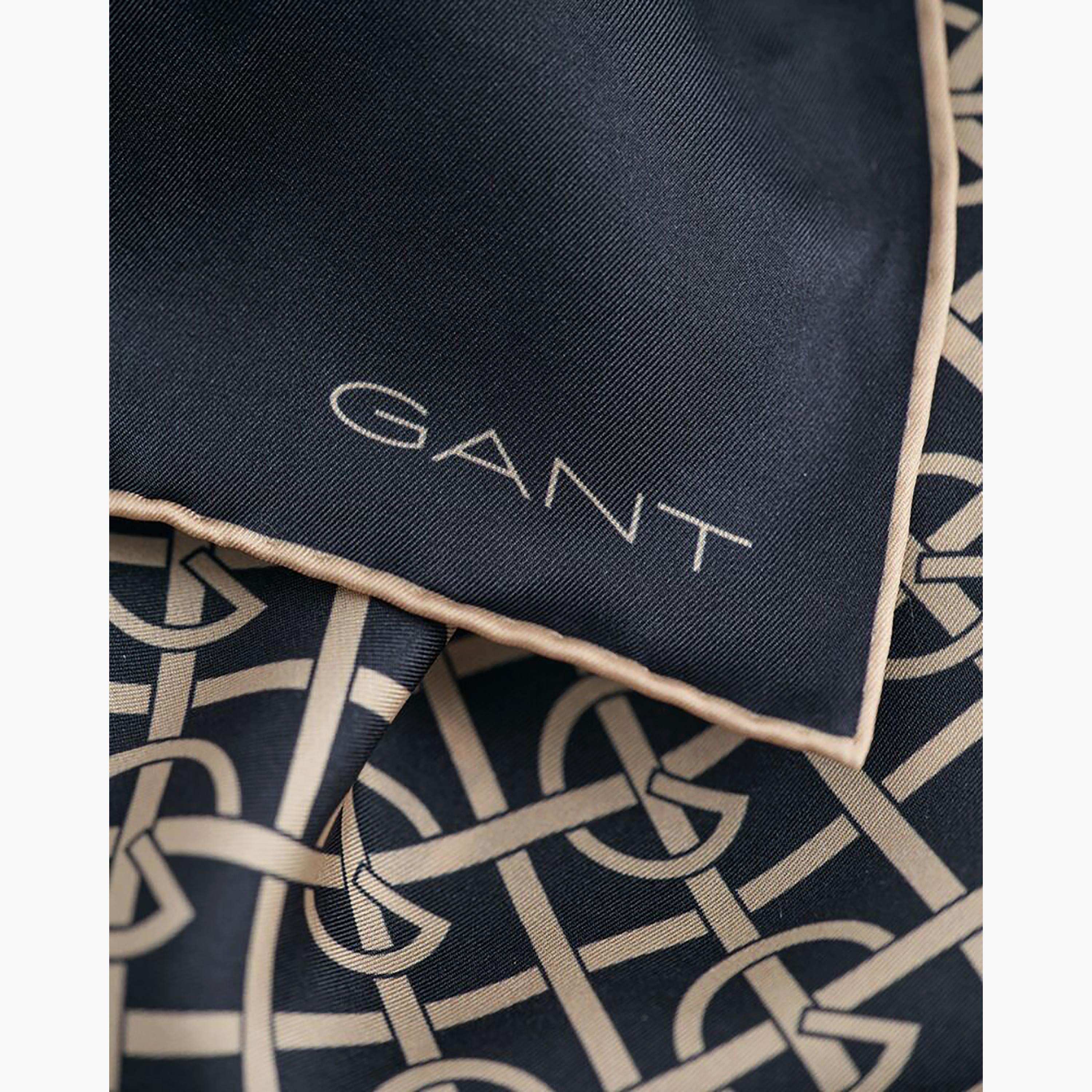Gant Blue Monogram Solid Border Women's Scarf-women-winterwear-scarves-image-3
