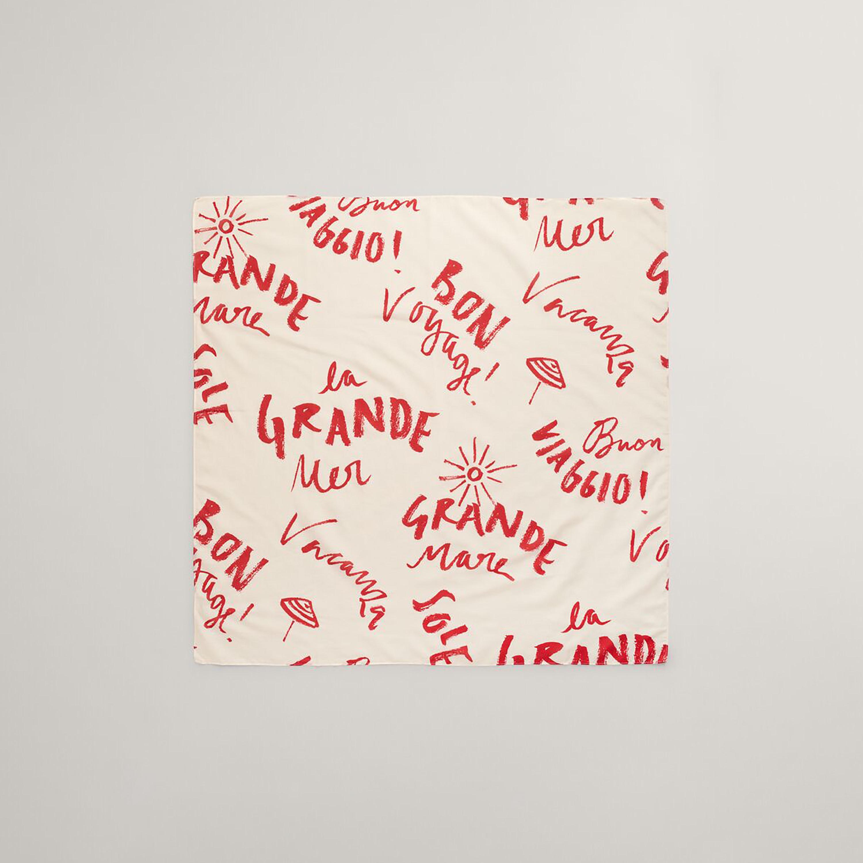 Gant Red Typographic Print Silk Women's Scarf-women-winterwear-scarves-image-1