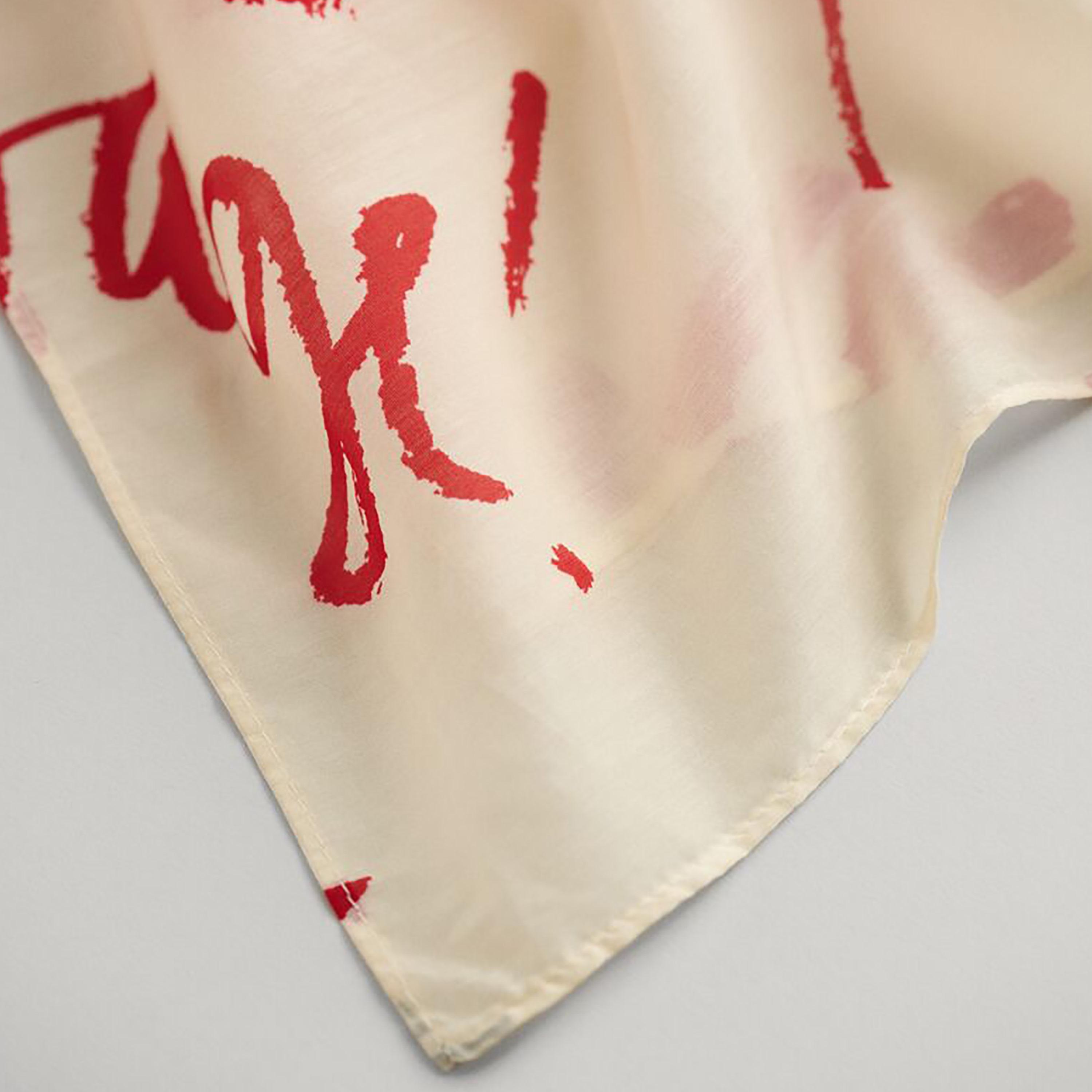 Gant Red Typographic Print Silk Women's Scarf-women-winterwear-scarves-image-3