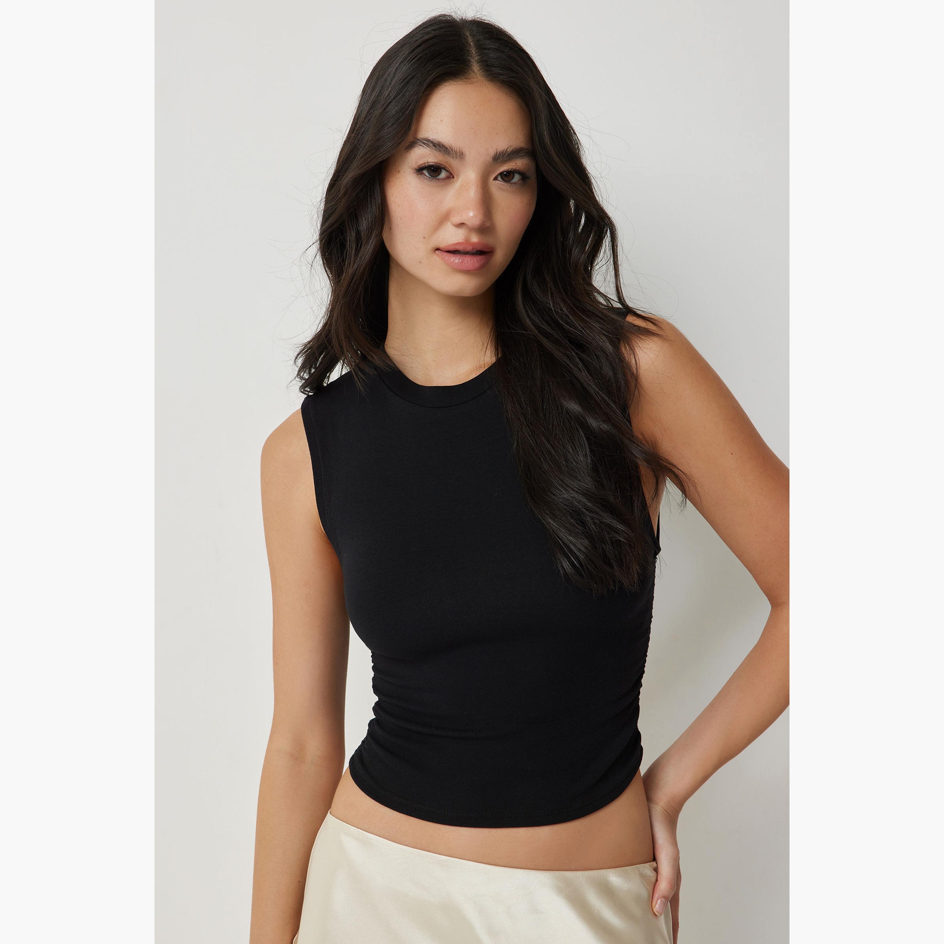 Ardene Ribbed Crew Neck Sleeveless Crop Tank Top-women-clothing-shirtsandblouses-blouses-image-1