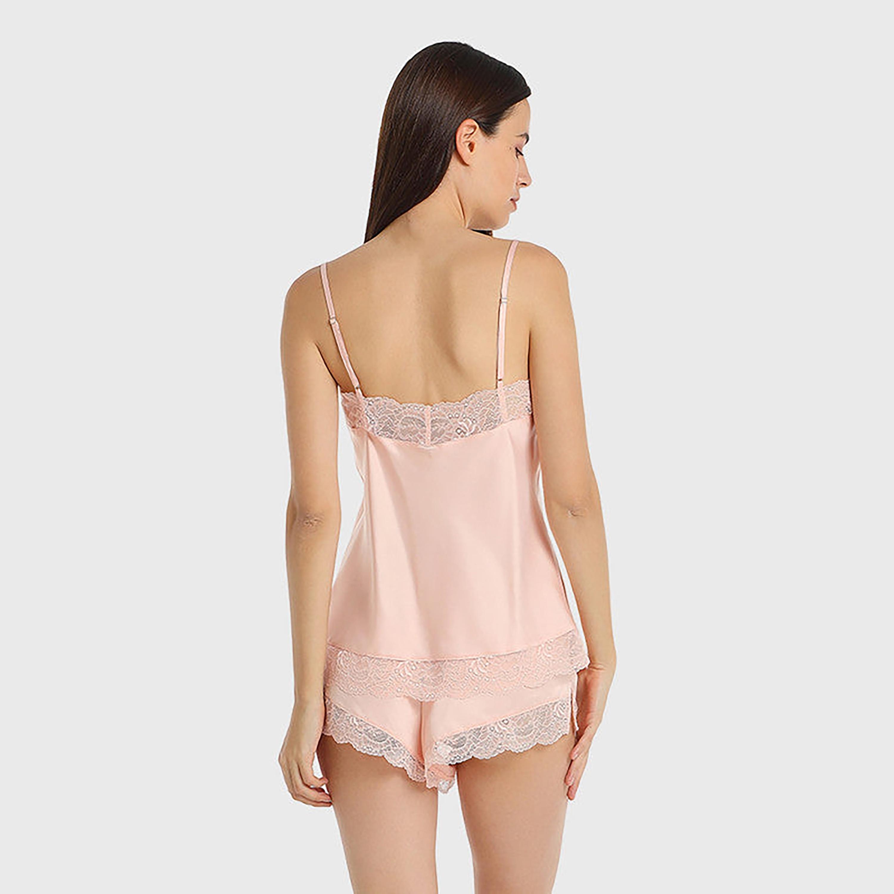 مجموعة شورتات نسائية لا سينزا من كامي وشورت بتفاصيل دانتيل-women-clothing-nightwear-pyjamas-longsets-image-4