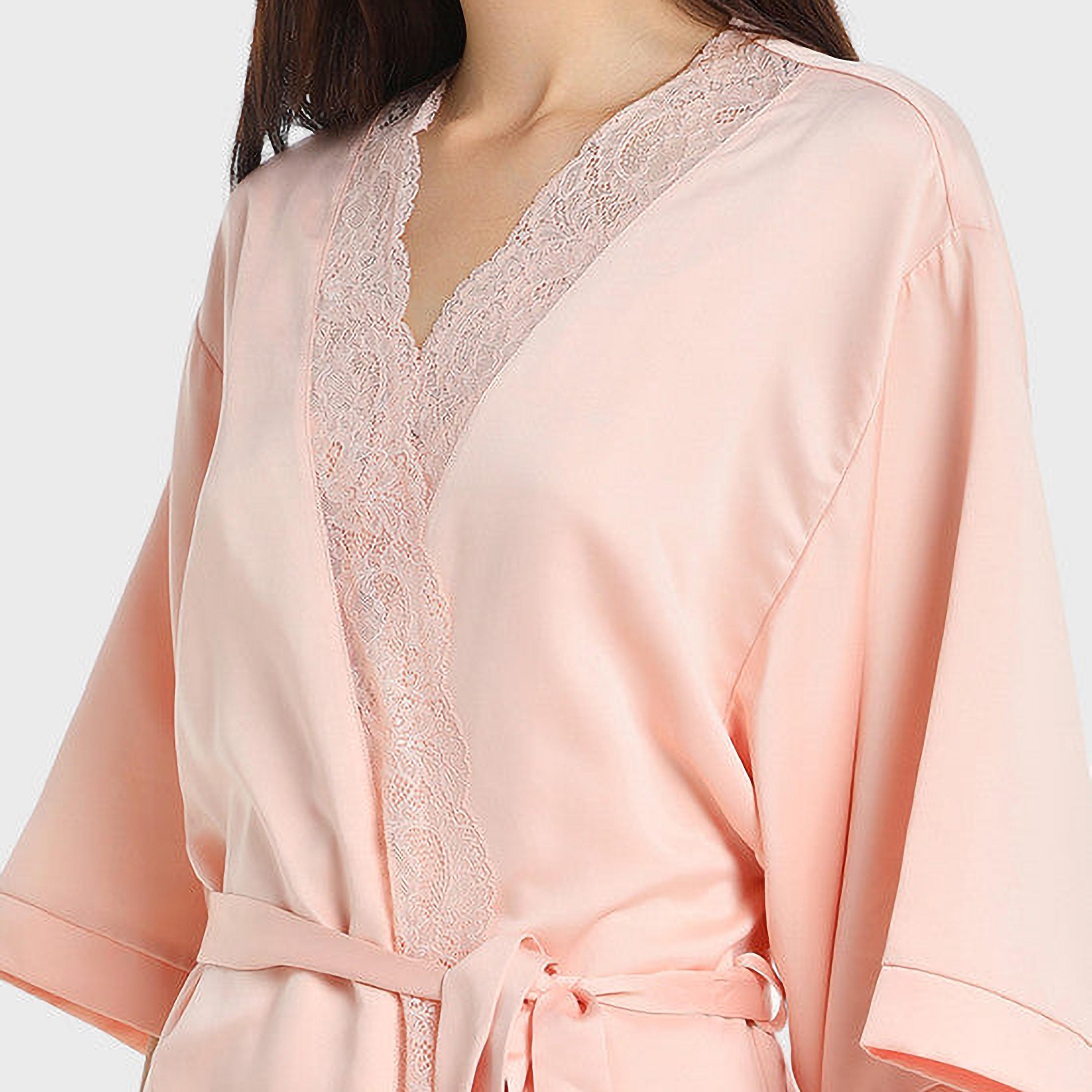 تفاصيل La Senza دانتيل برقبة V بأكمام واسعة وأكمام نسائية للنوم-women-clothing-nightwear-robes-image-2