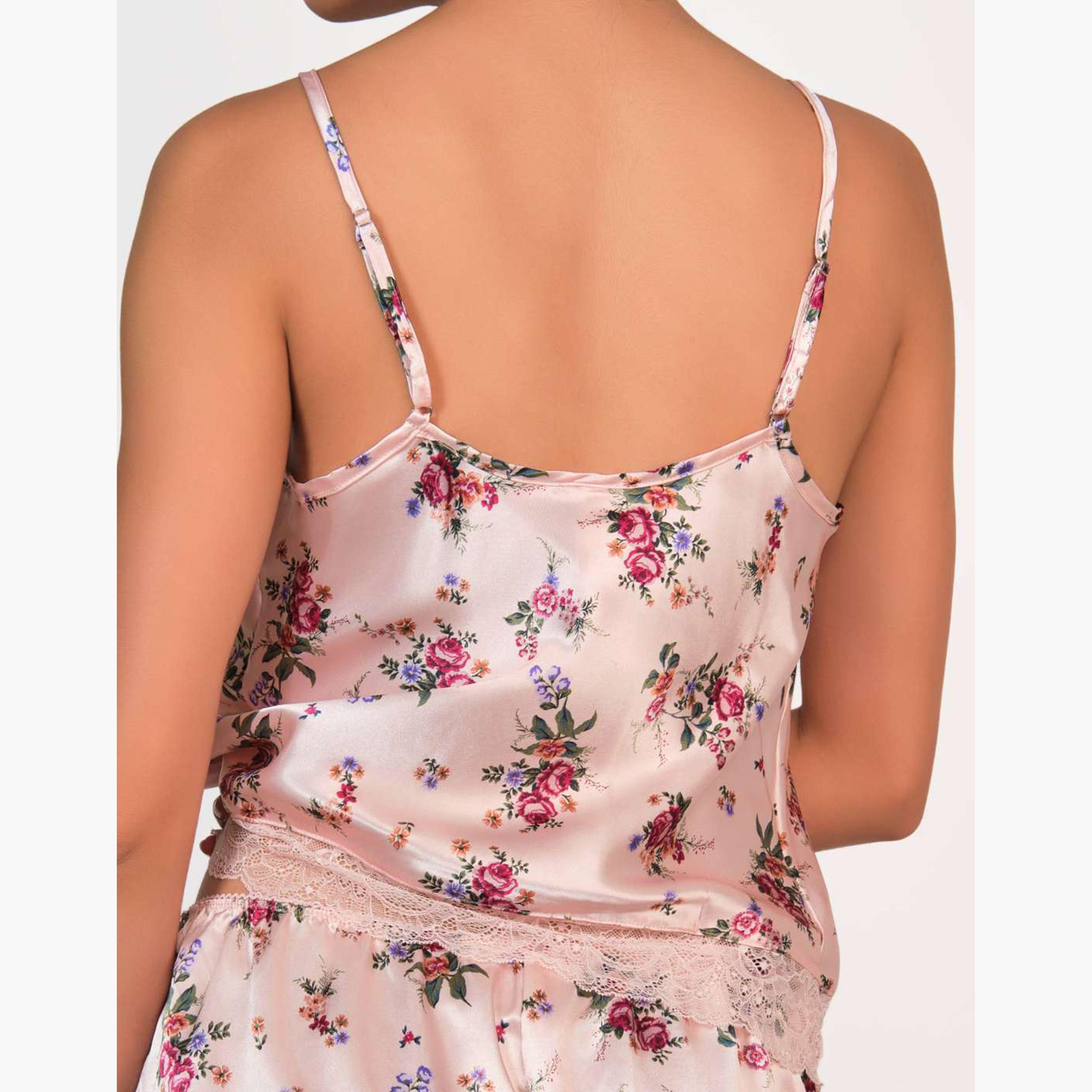 بلوزة نسائية بنمط كامي بحمالات كتف بطبعة زهور من إيسلا آند إيفي-women-clothing-nightwear-pyjamas-tops-image-5