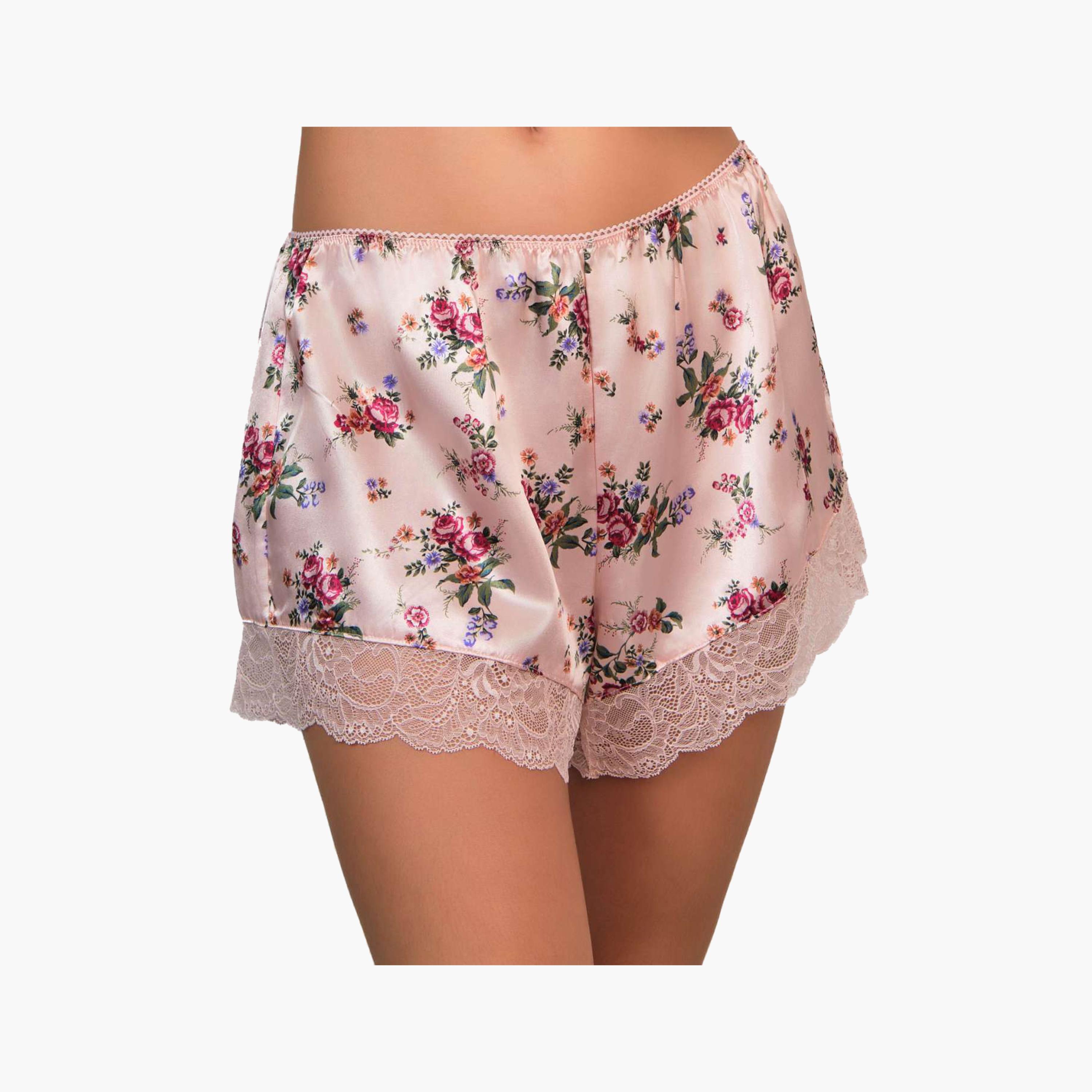 Isla & Evie Sexy Pink Floral Print Women's Shorts-women-clothing-nightwear-pyjamas-bottoms-image-1