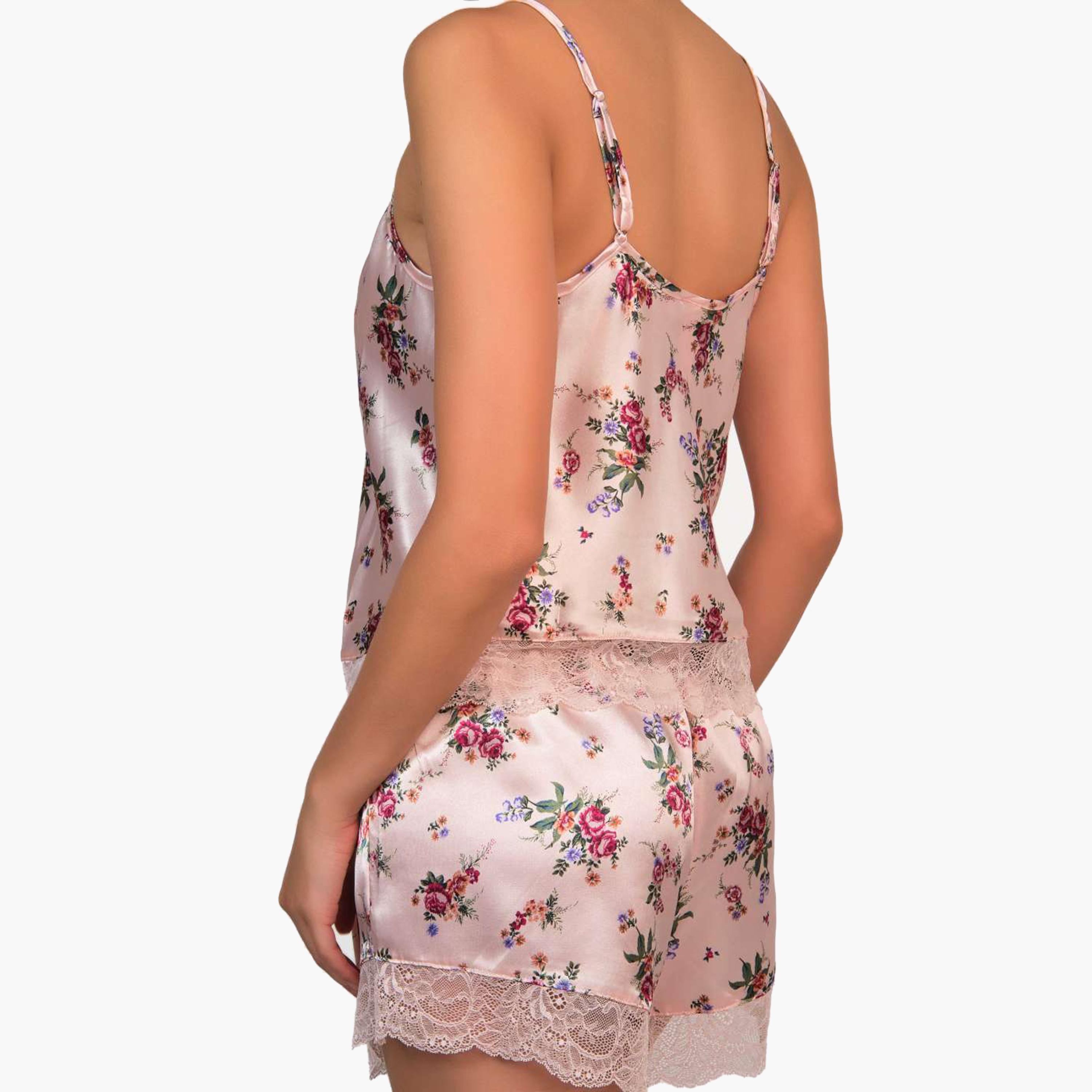 Isla & Evie Sexy Pink Floral Print Women's Shorts-women-clothing-nightwear-pyjamas-bottoms-image-3