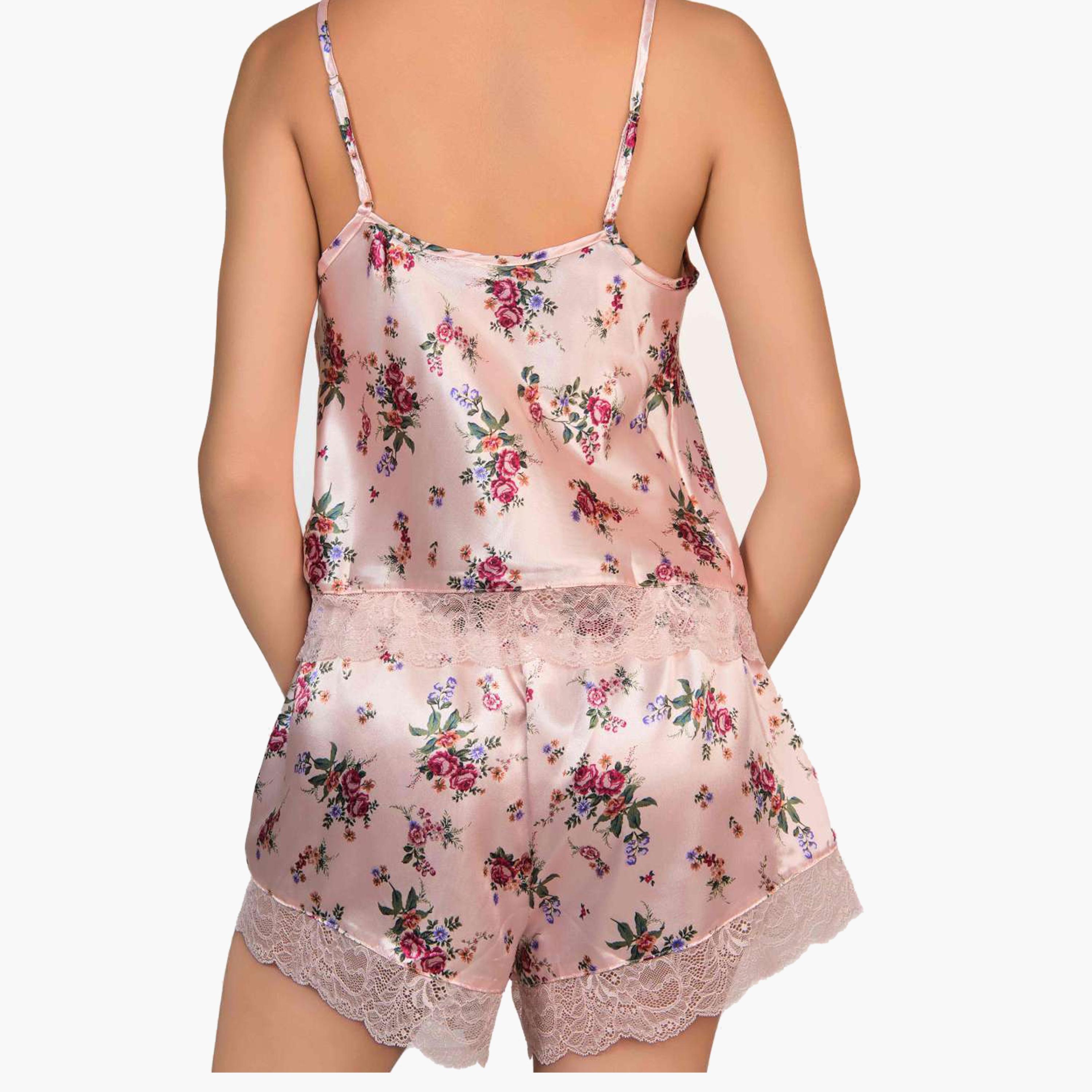 Isla & Evie Sexy Pink Floral Print Women's Shorts-women-clothing-nightwear-pyjamas-bottoms-image-4