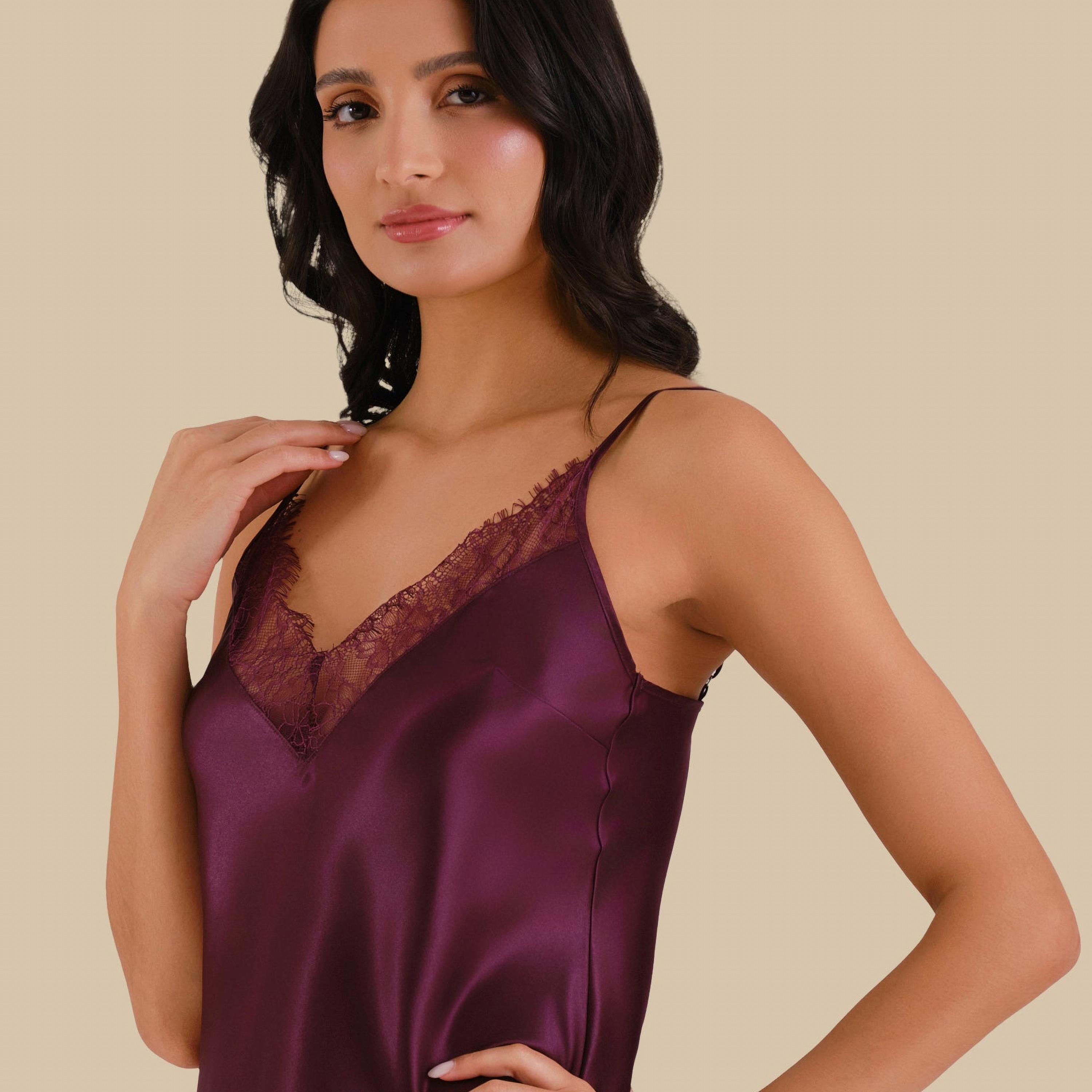فستان نوم نسائي سادة بدون أكمام بحمالات من إيسلا اند إيفي-women-clothing-nightwear-nighties-image-2