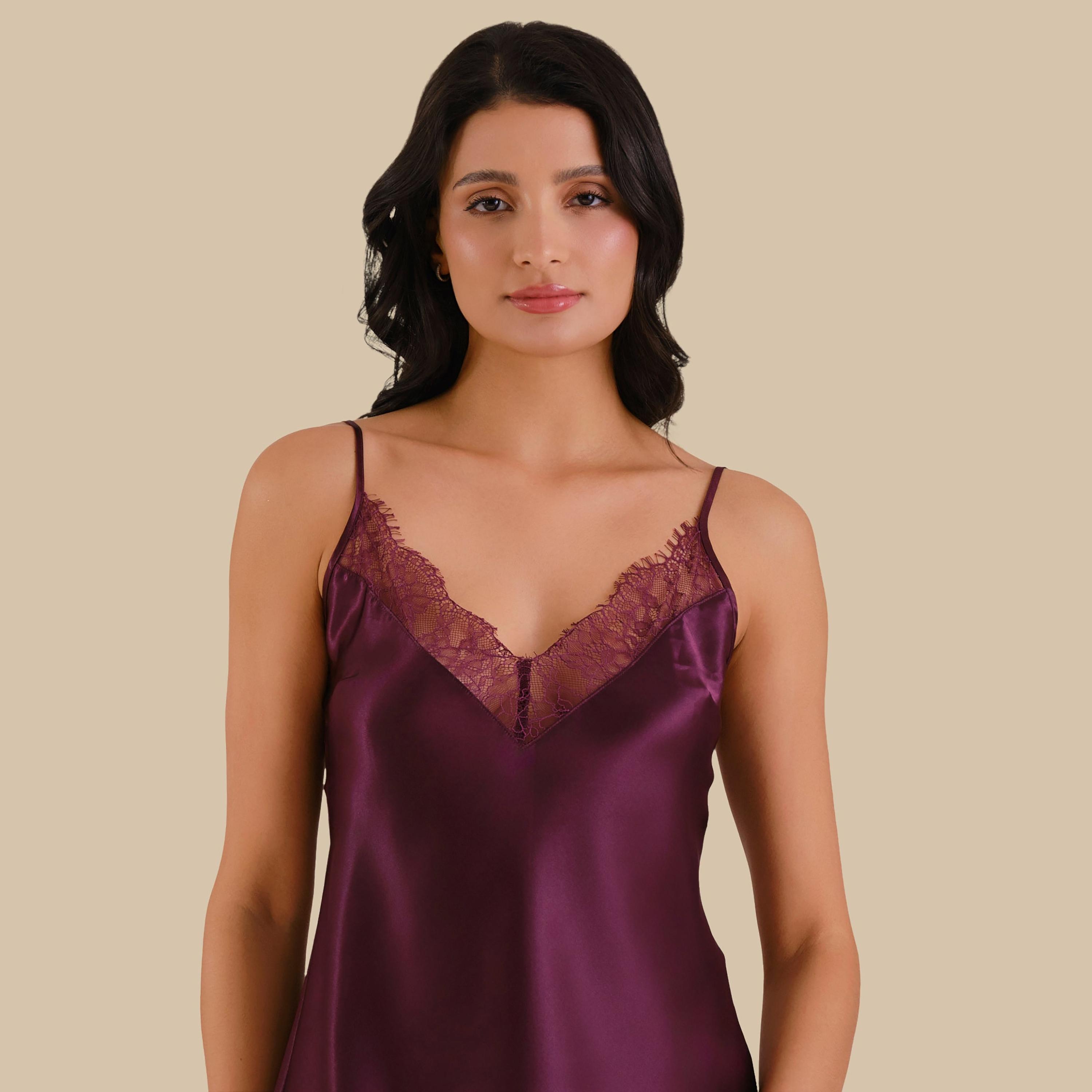 فستان نوم نسائي سادة بدون أكمام بحمالات من إيسلا اند إيفي-women-clothing-nightwear-nighties-image-3