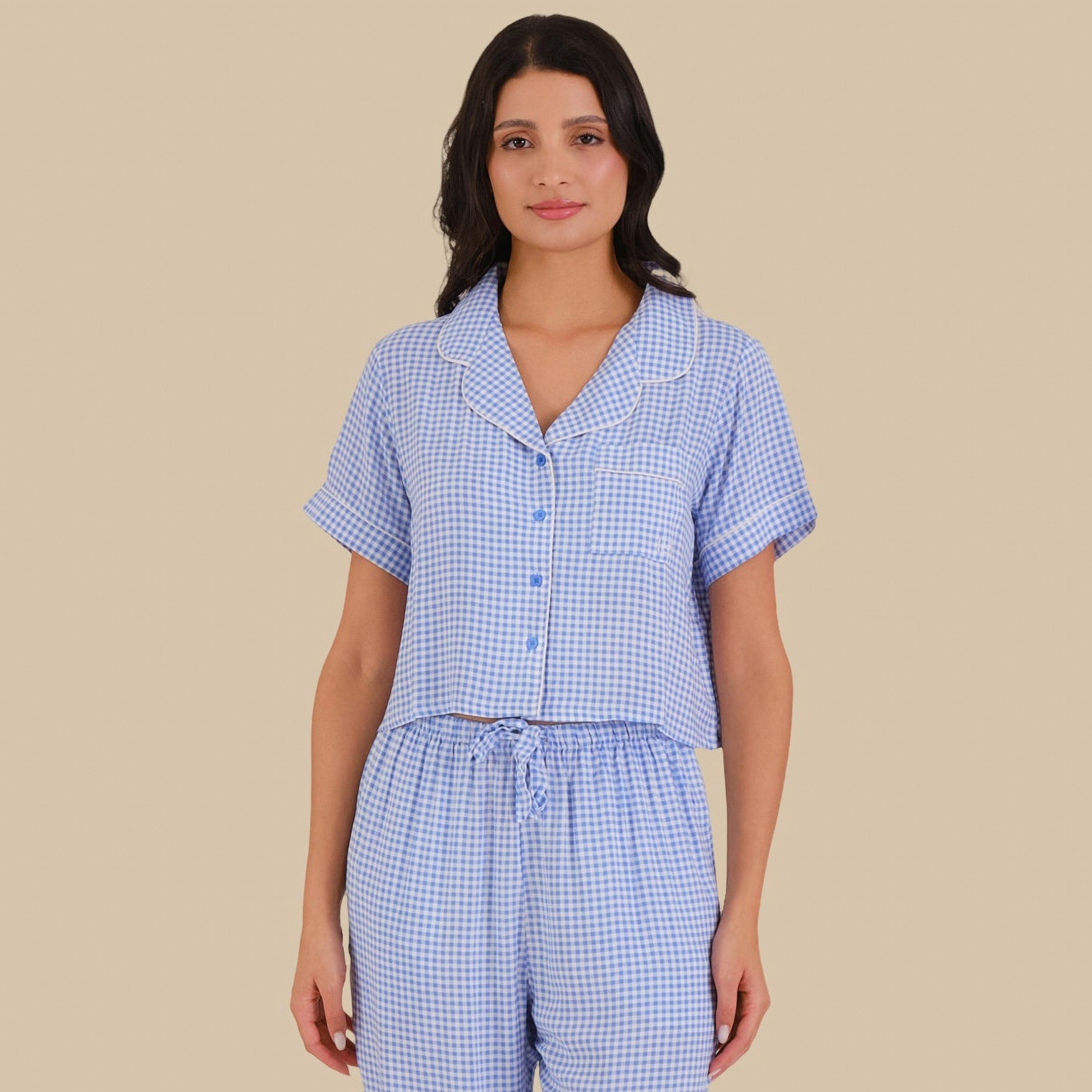 طقم بيجامة نسائي من Isla & Evie من 2 قميص مربعات وبيجامة-women-clothing-nightwear-pyjamas-longsets-image-2