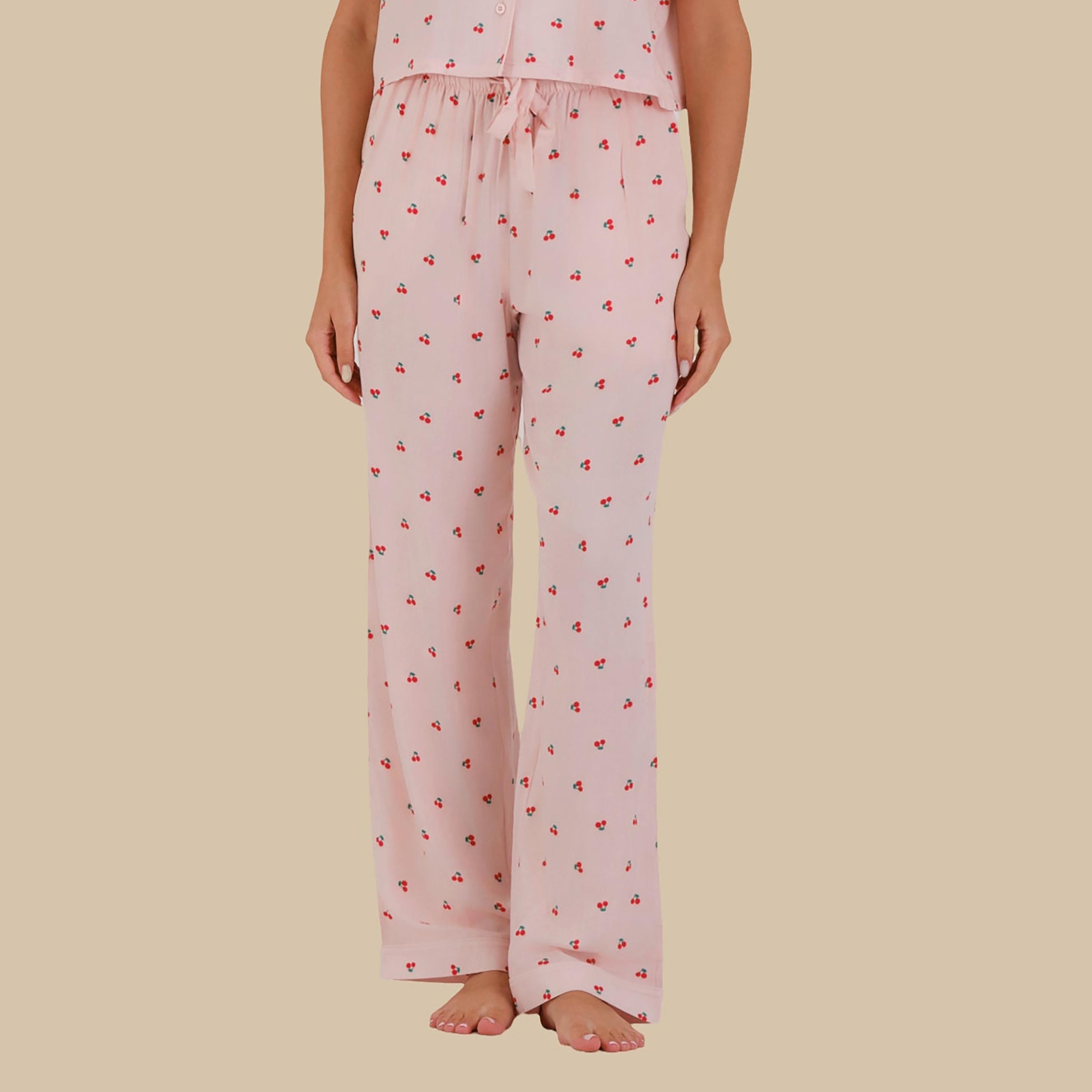 Isla & Evie Women's Pyjama Set of 2 Cherry Print Shirt and Pyjama-women-clothing-nightwear-pyjamas-longsets-image-3