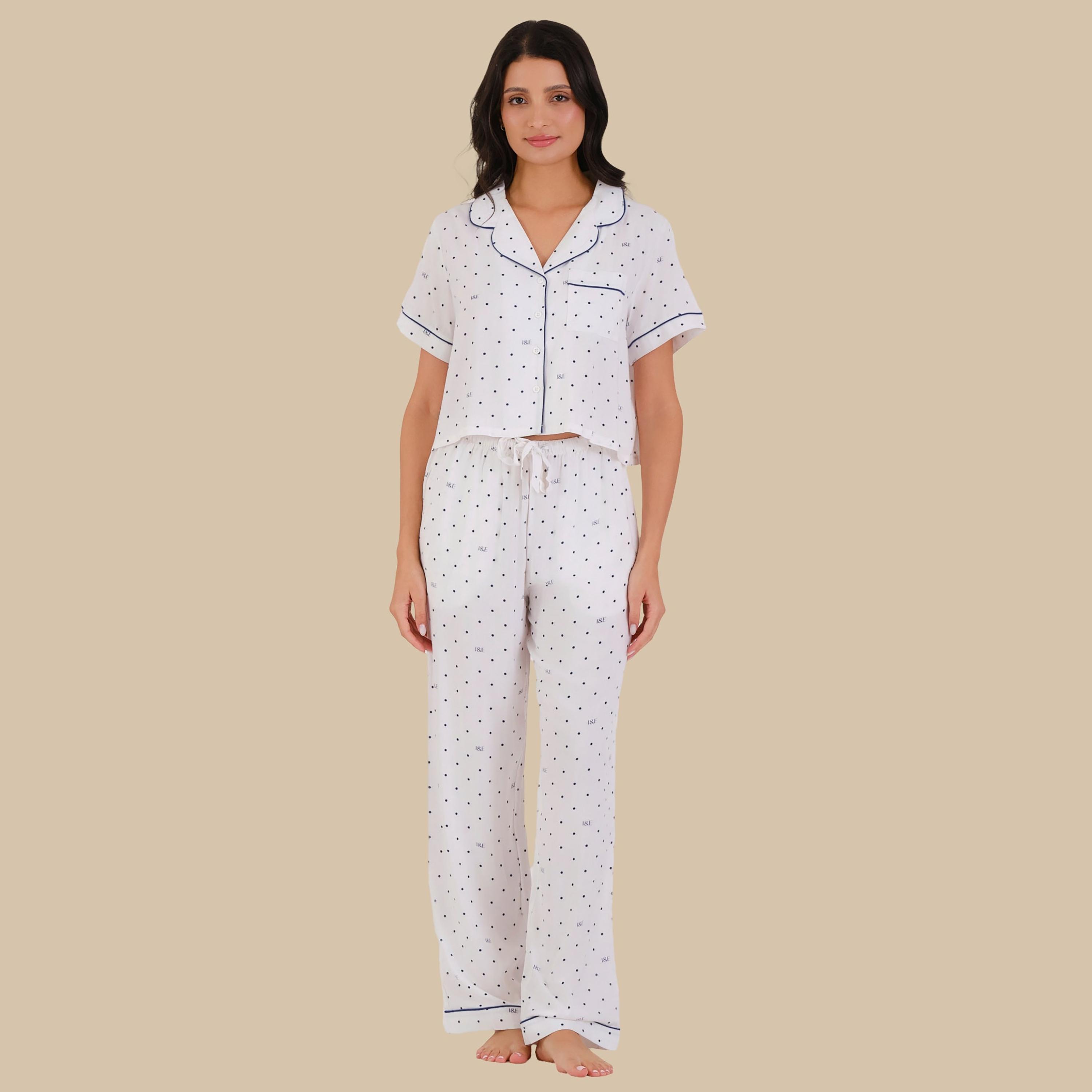 Isla & Evie Women's Pyjama Set of 2 Polka Dot Shirt and Pyjama-women-clothing-nightwear-pyjamas-longsets-image-1