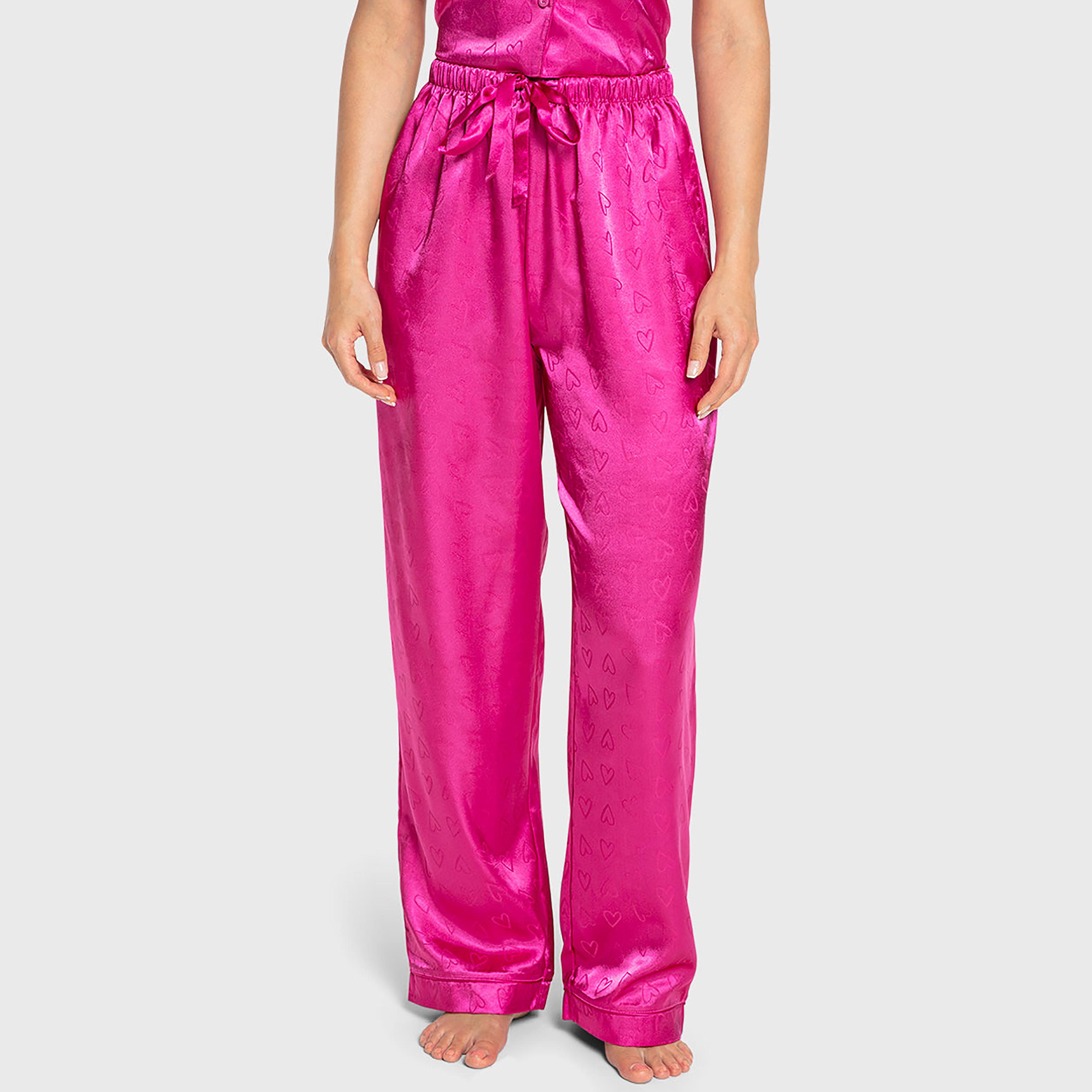 Isla & Evie Heart Print Notch Collared Short Sleeves Women's Shirt and Pyjama Set-women-clothing-nightwear-pyjamas-longsets-image-4