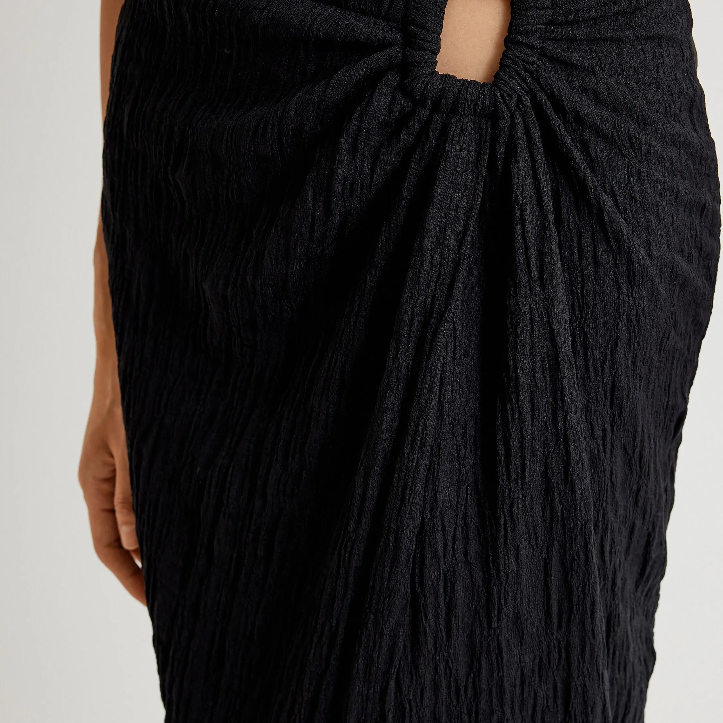 تنورة نسائية سوداء ذات خصر مطاطي من كوتون-women-clothing-bottoms-skirts-image-4