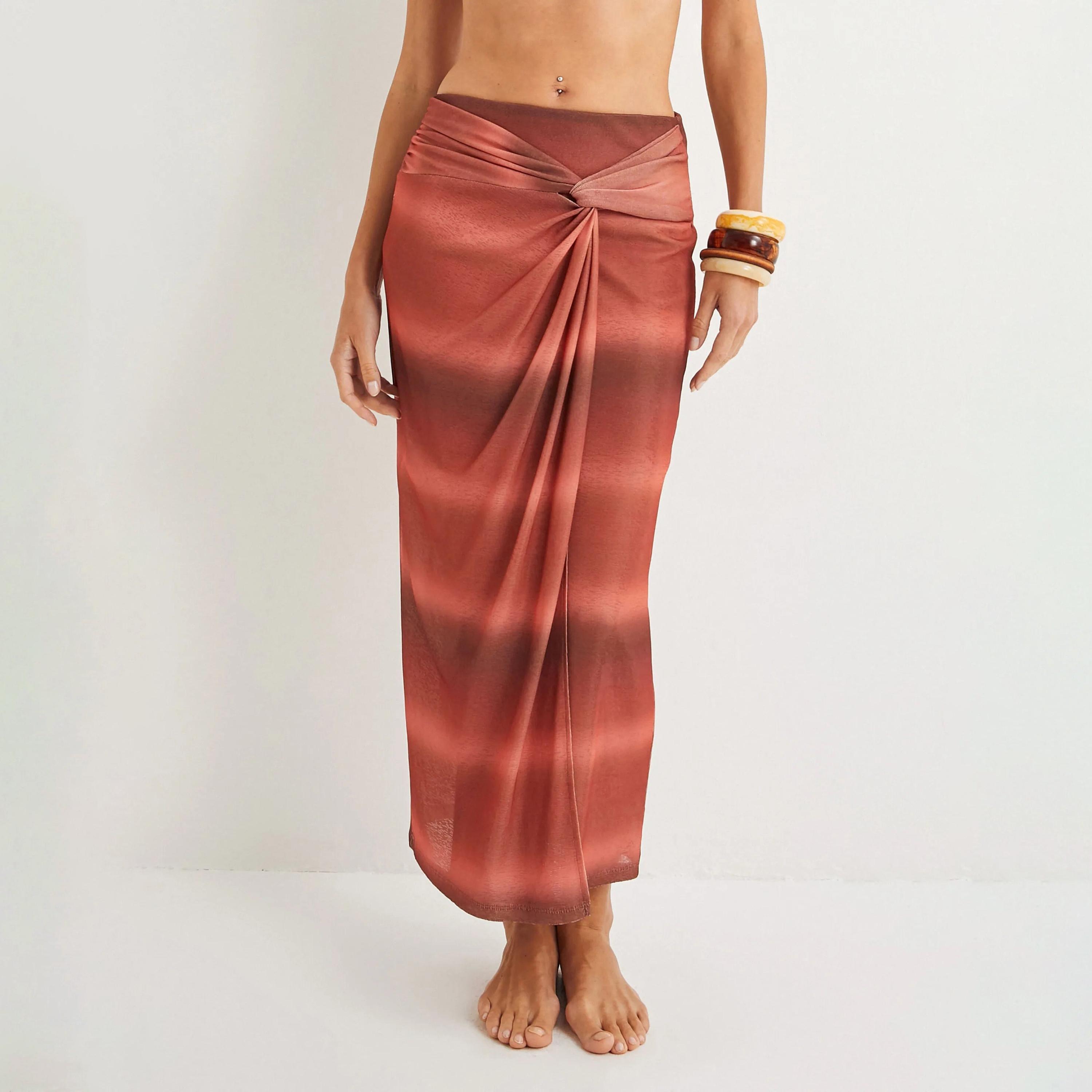تنورة نسائية أومبري حمراء من كوتون-women-clothing-bottoms-skirts-image-1