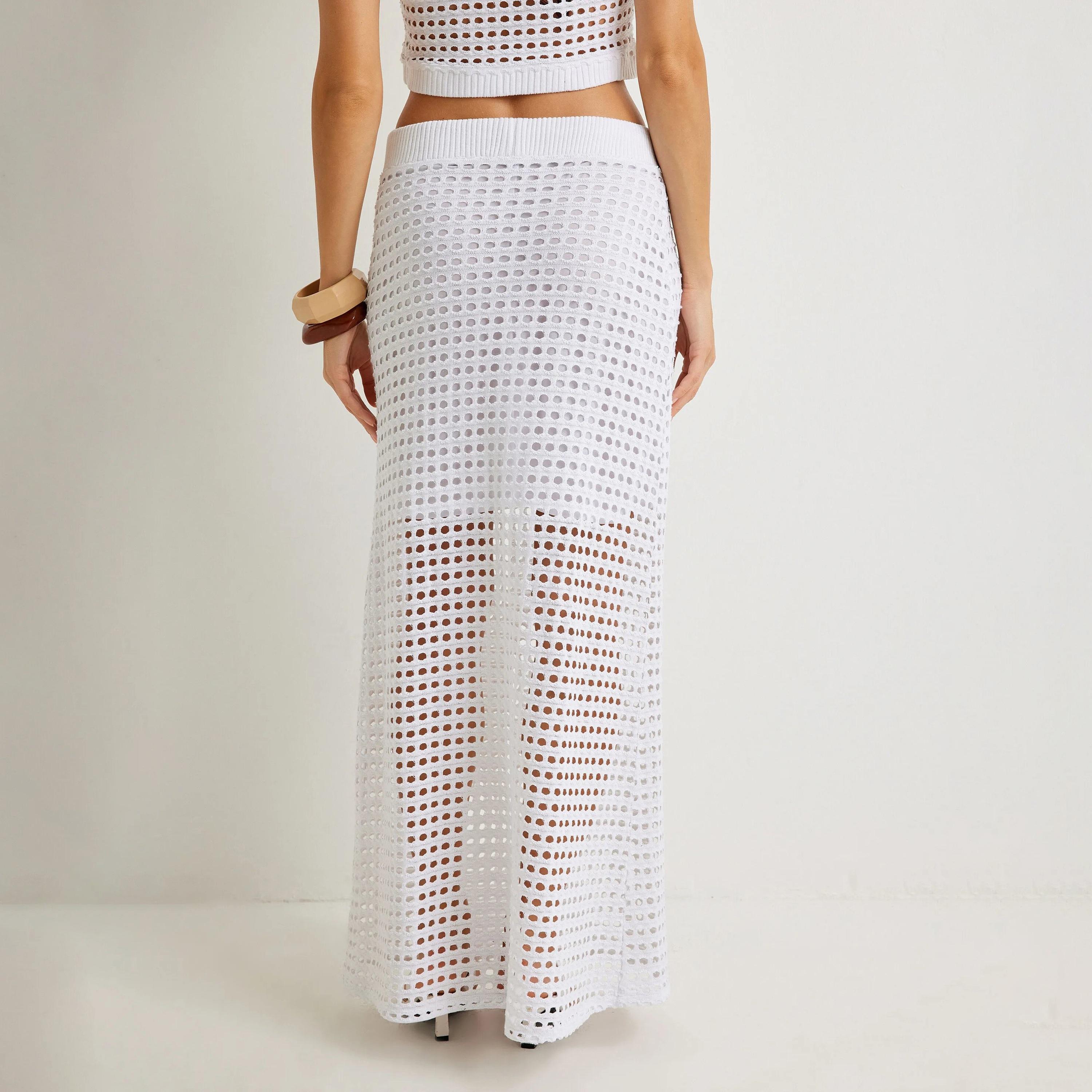 KOTON White Crochet Drawstring Waist Women's Skirt-women-clothing-bottoms-skirts-image-3
