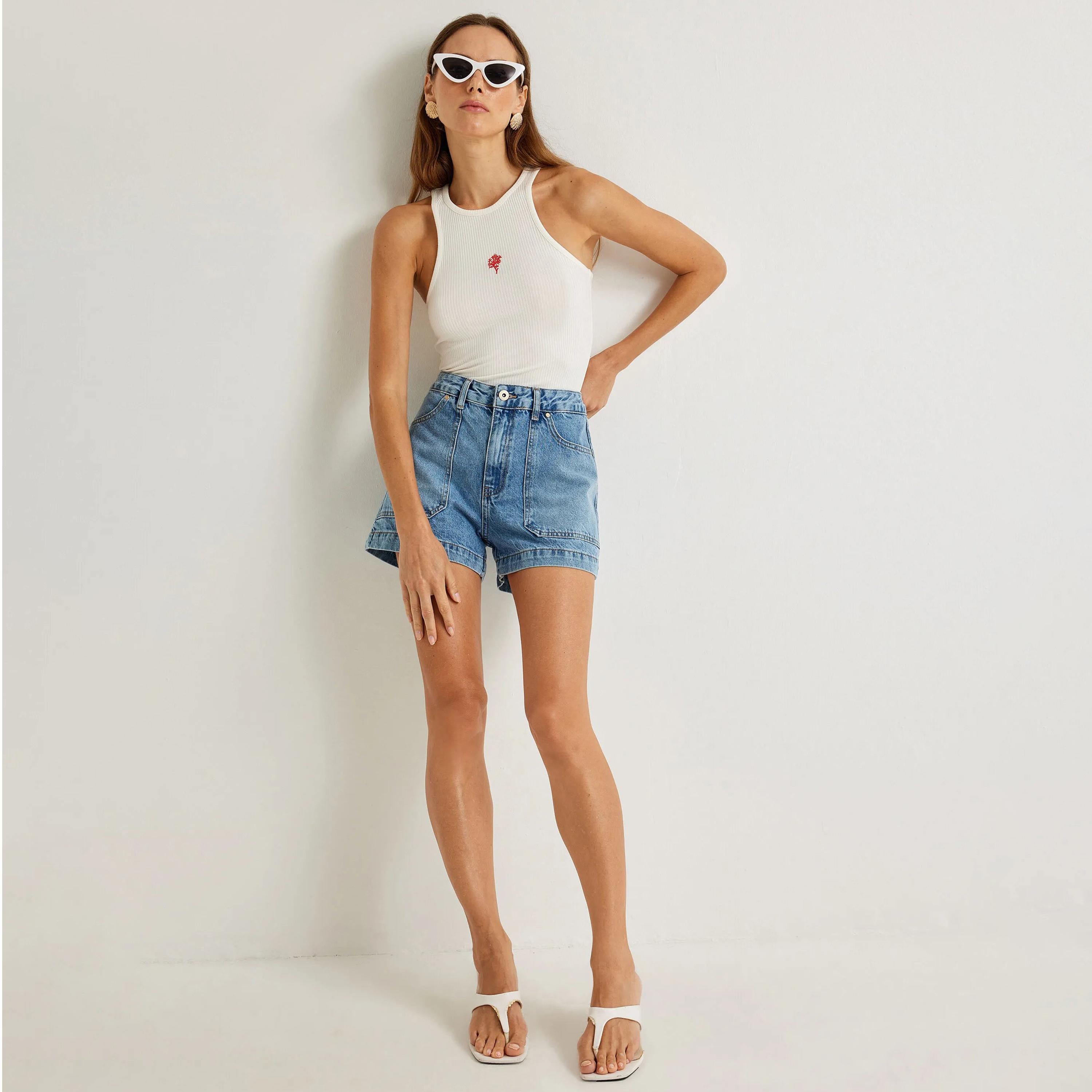 KOTON White Ribbed Shoulder Straps Women's Tank Top-women-clothing-shirtsandblouses-blouses-image-2