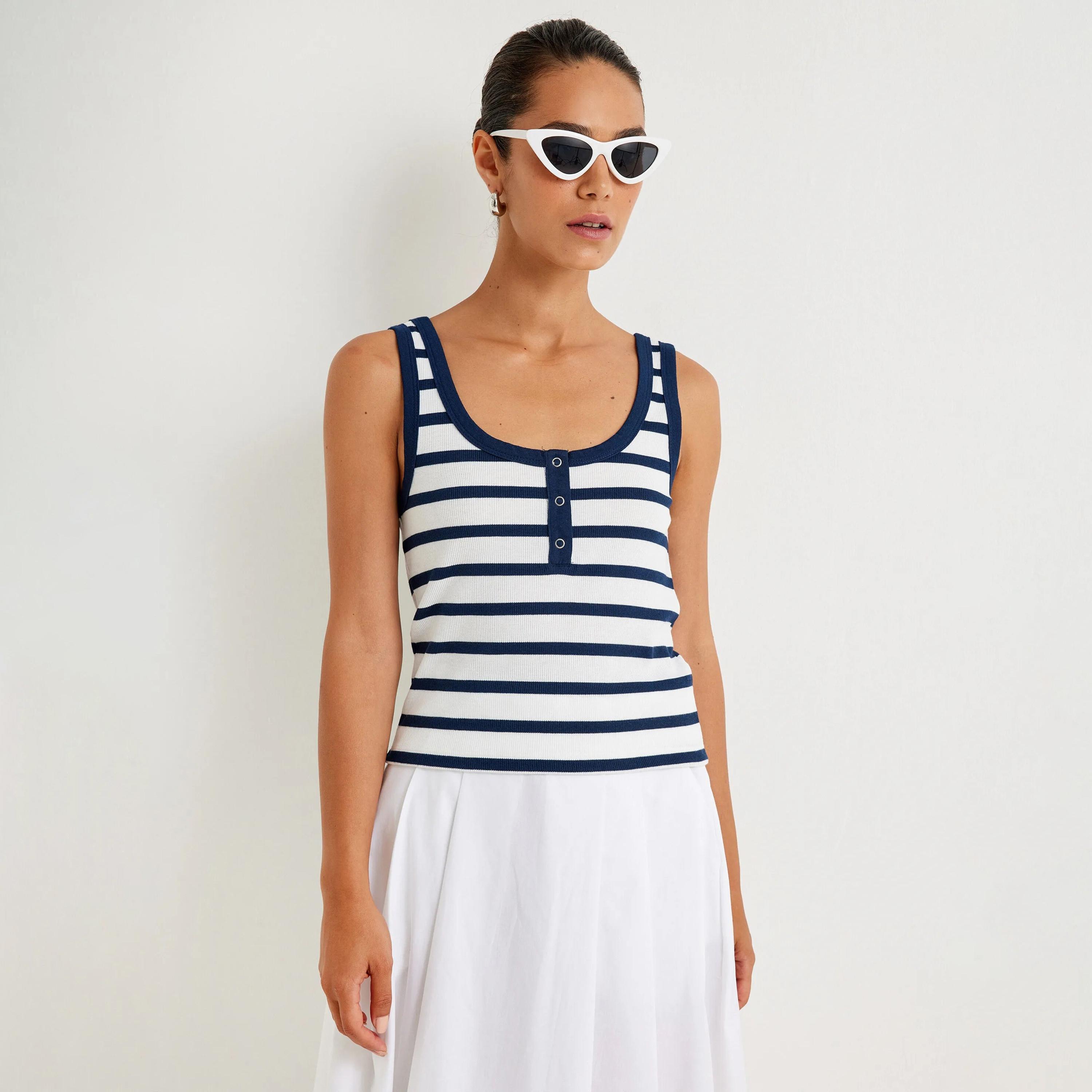KOTON Striped Scoop Neck Women's Tank Top-women-clothing-shirtsandblouses-blouses-image-1