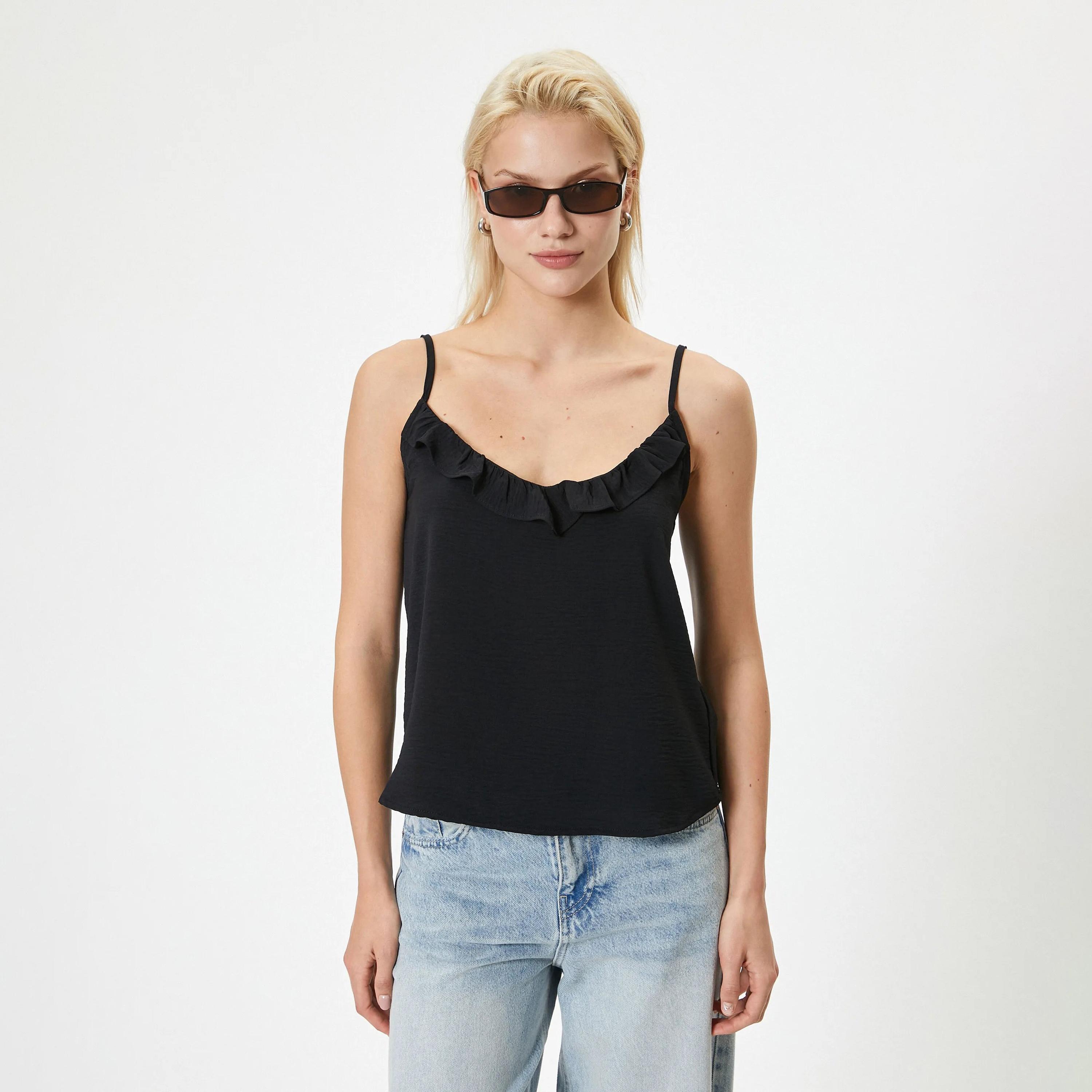 KOTON Black Shoulder Straps Women's Tank Top-women-clothing-shirtsandblouses-blouses-image-1