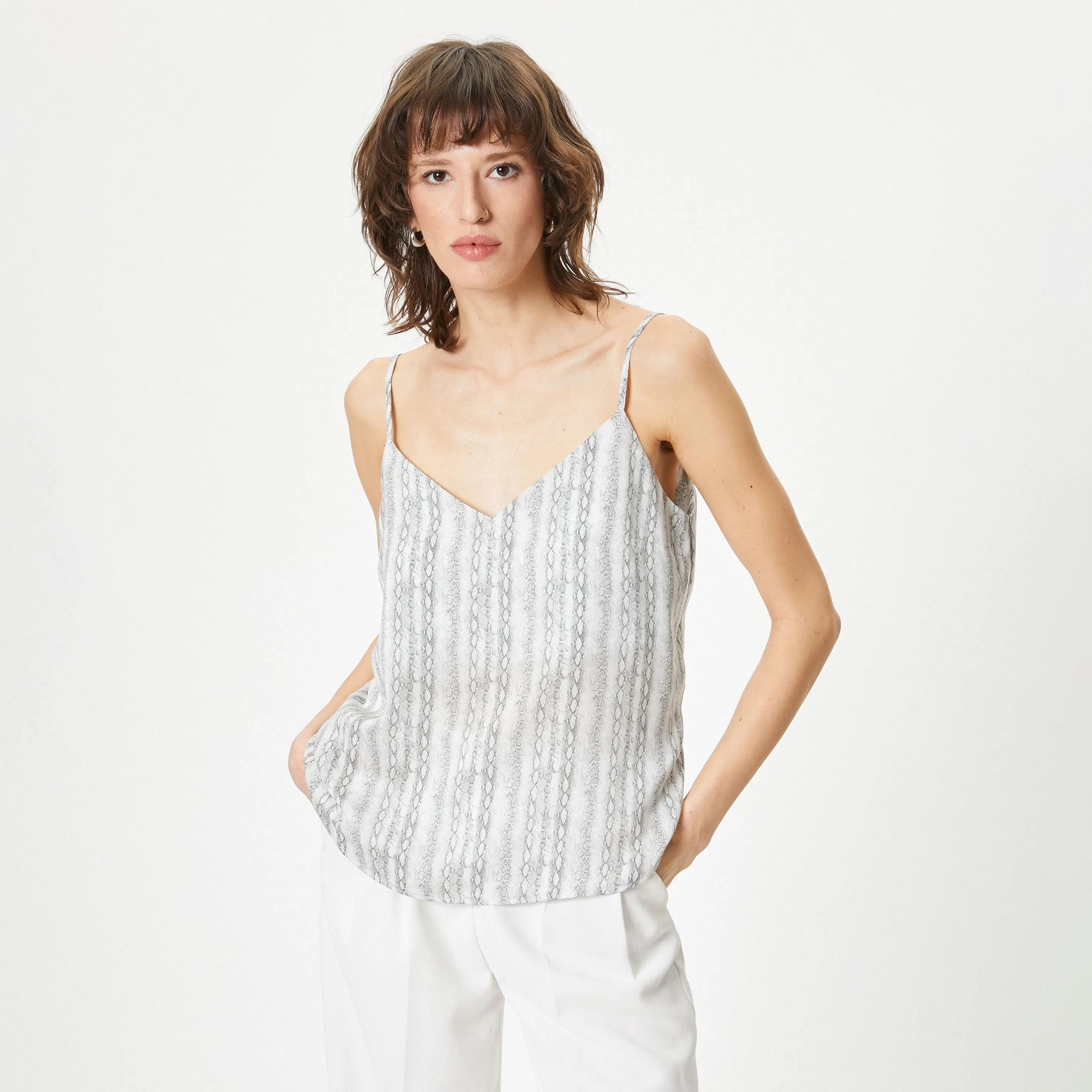 KOTON Grey Shoulder Straps Women's Tank Top-women-clothing-shirtsandblouses-blouses-image-1