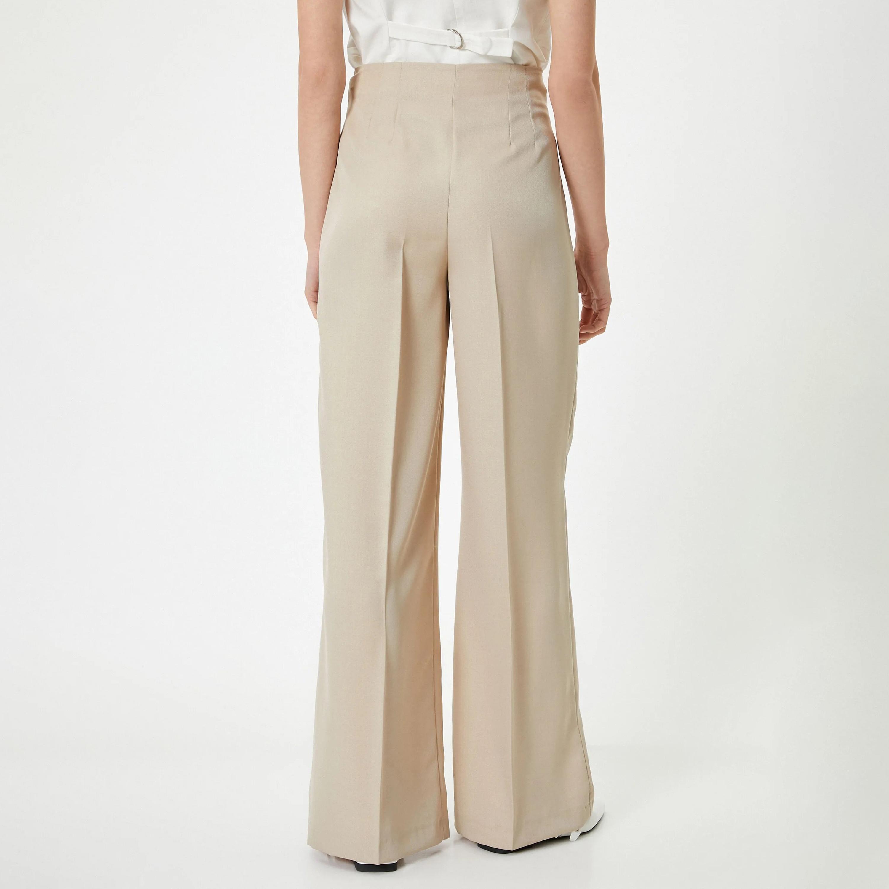 بنطلون نسائي بيج بسحاب من كوتون-women-clothing-bottoms-trousers-image-3