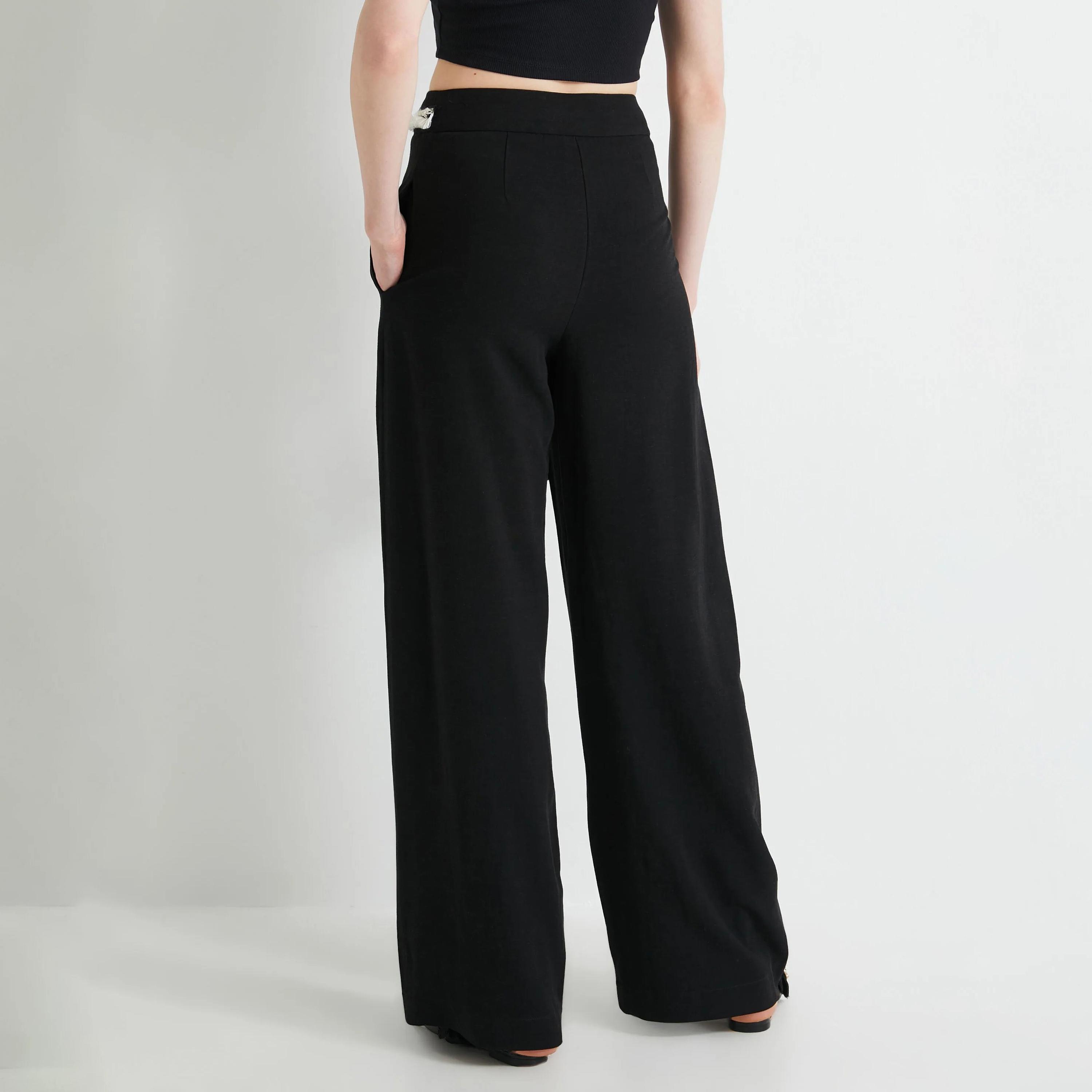 KOTON Black Hook & Bar Women's Trousers-women-clothing-bottoms-trousers-image-3