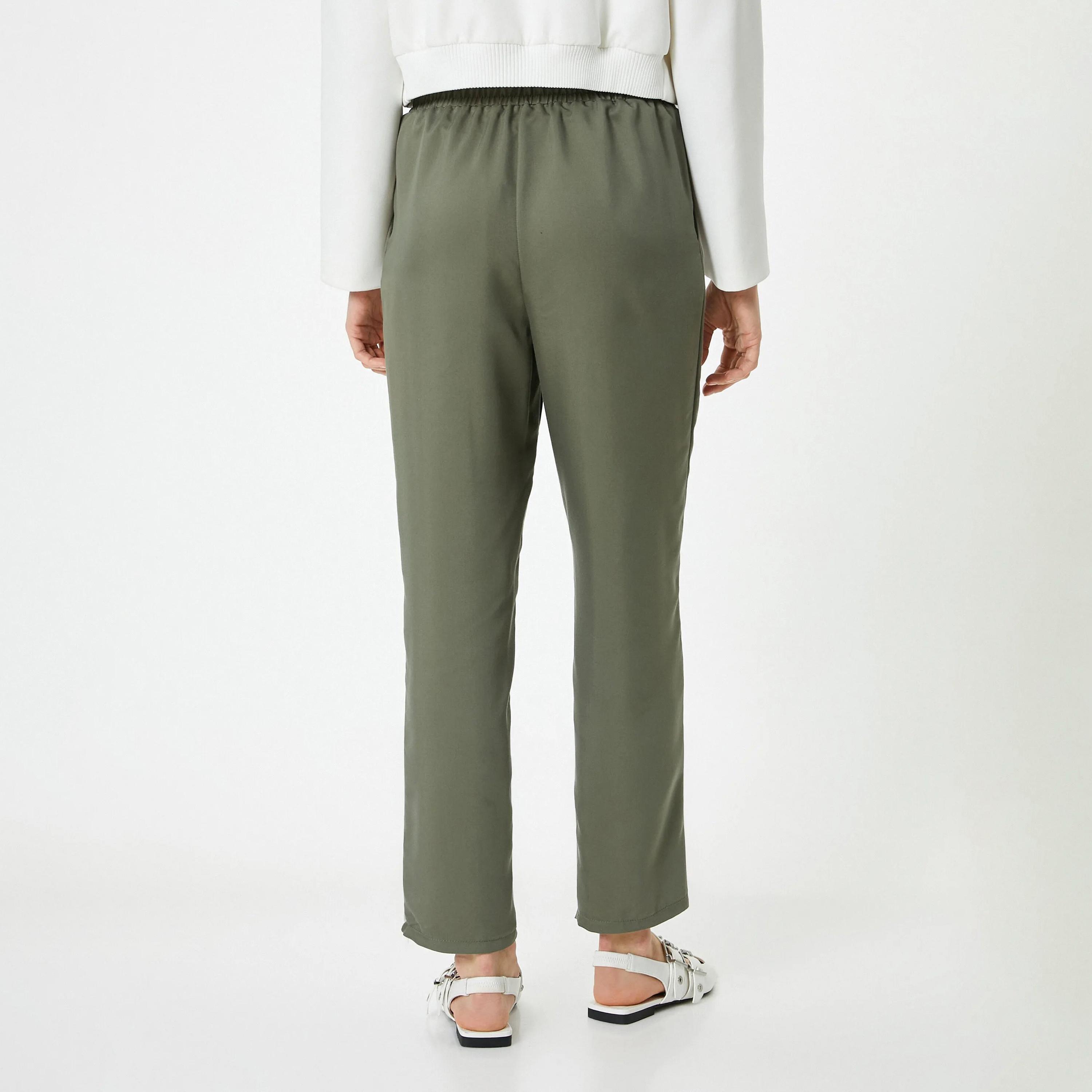 KOTON Green Drawstring Waist Women's Trousers-women-clothing-bottoms-trousers-image-3