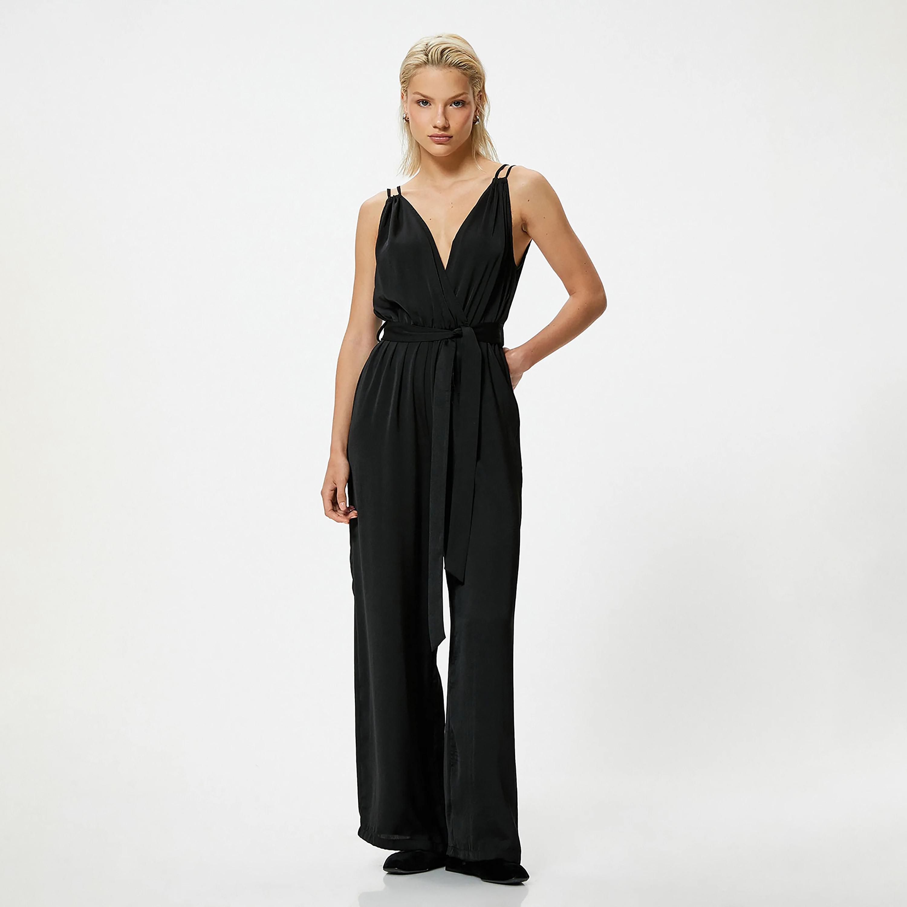 KOTON Black Plain Women's Jumpsuit-women-clothing-jumpsuits-image-1