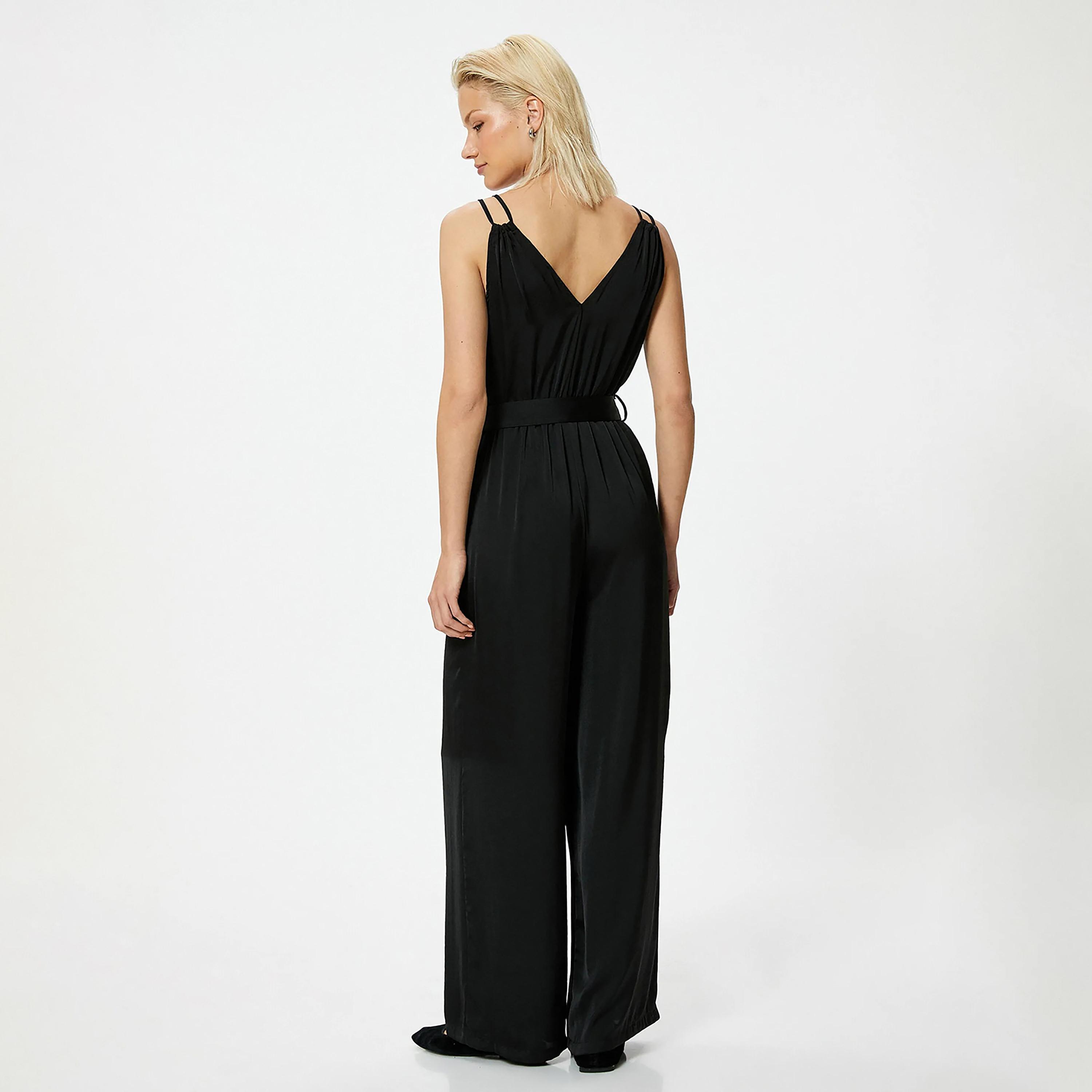 KOTON Black Plain Women's Jumpsuit-women-clothing-jumpsuits-image-3