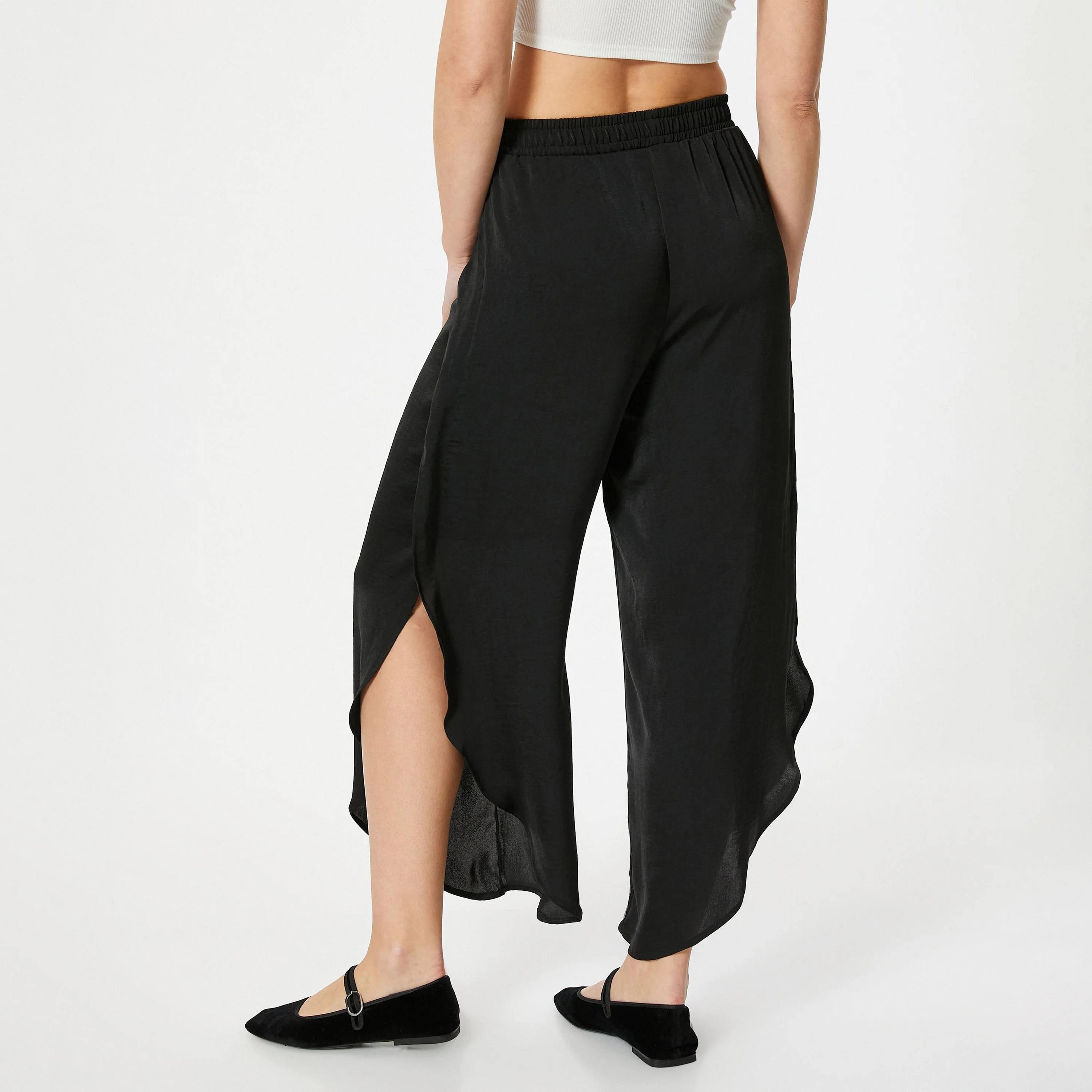 بنطلون نسائي أسود بخصر مطاطي من كوتون-women-clothing-bottoms-trousers-image-3