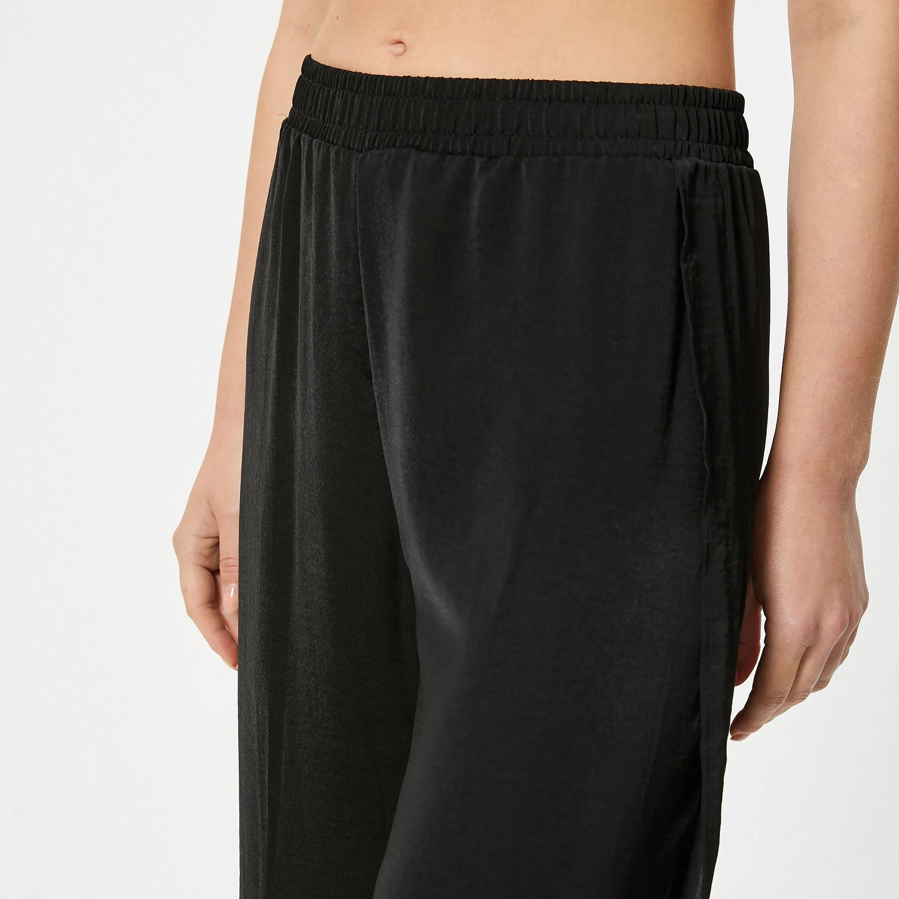 بنطلون نسائي أسود بخصر مطاطي من كوتون-women-clothing-bottoms-trousers-image-4
