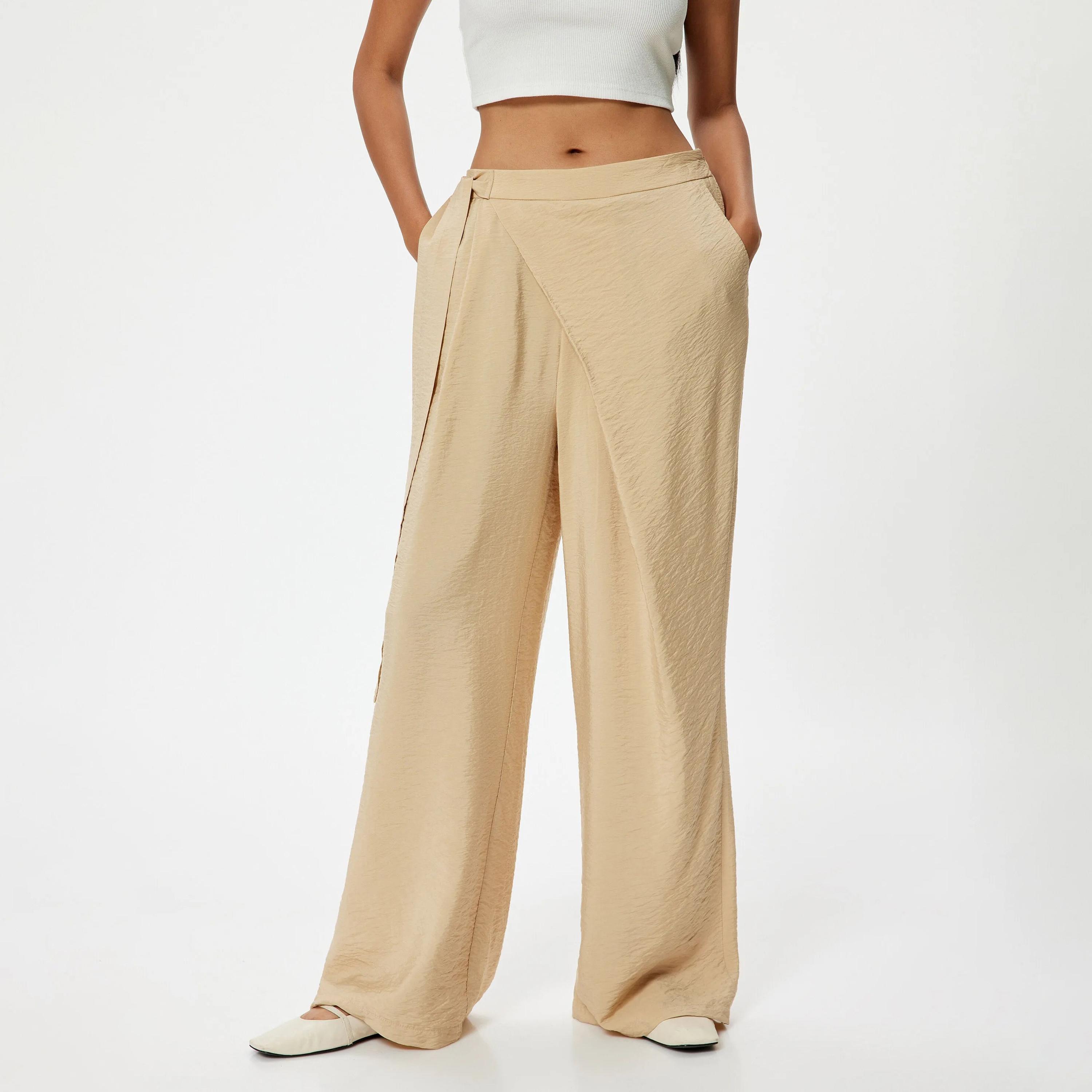 KOTON Textured Side Tie Women's Trousers-women-clothing-bottoms-trousers-image-1
