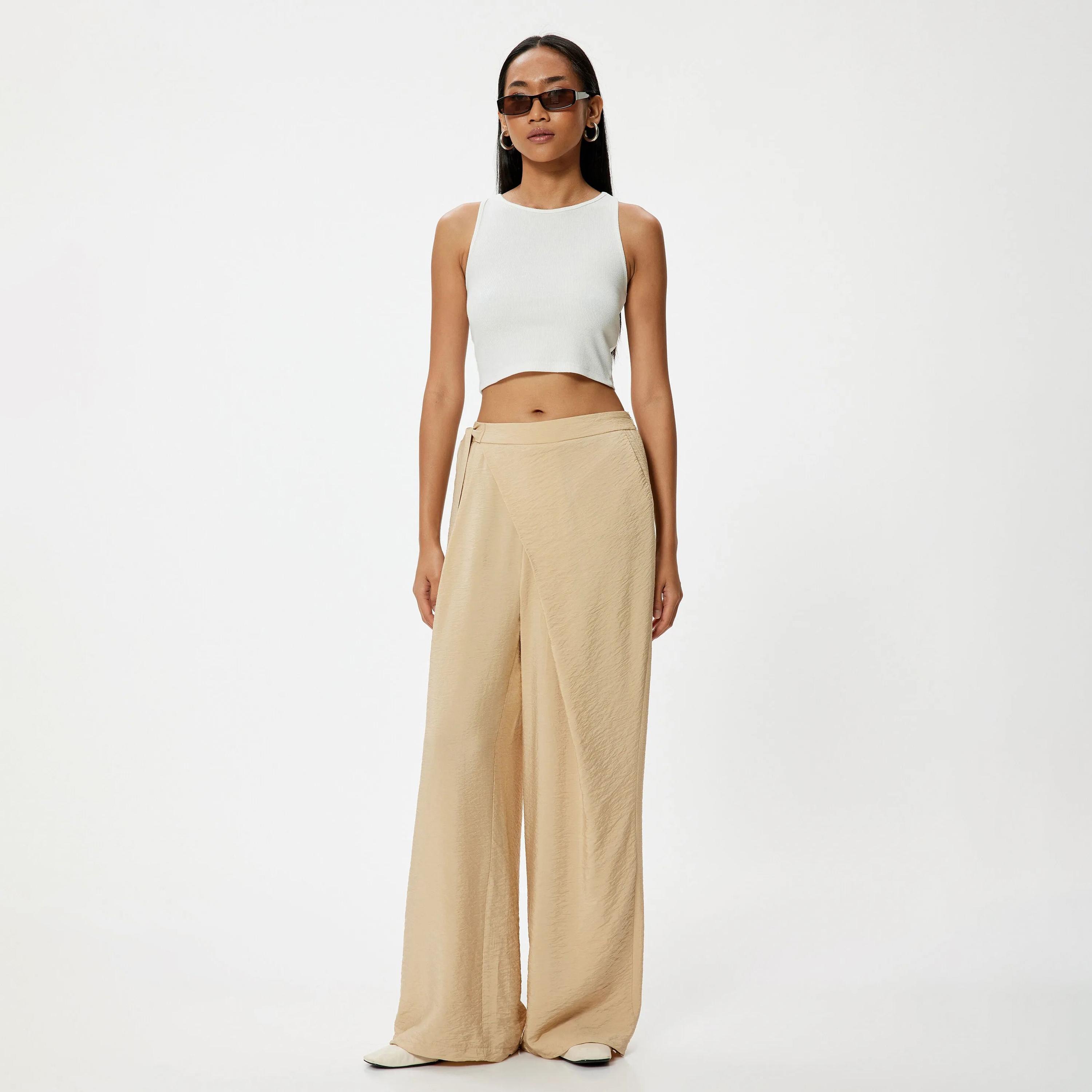 KOTON Textured Side Tie Women's Trousers-women-clothing-bottoms-trousers-image-2