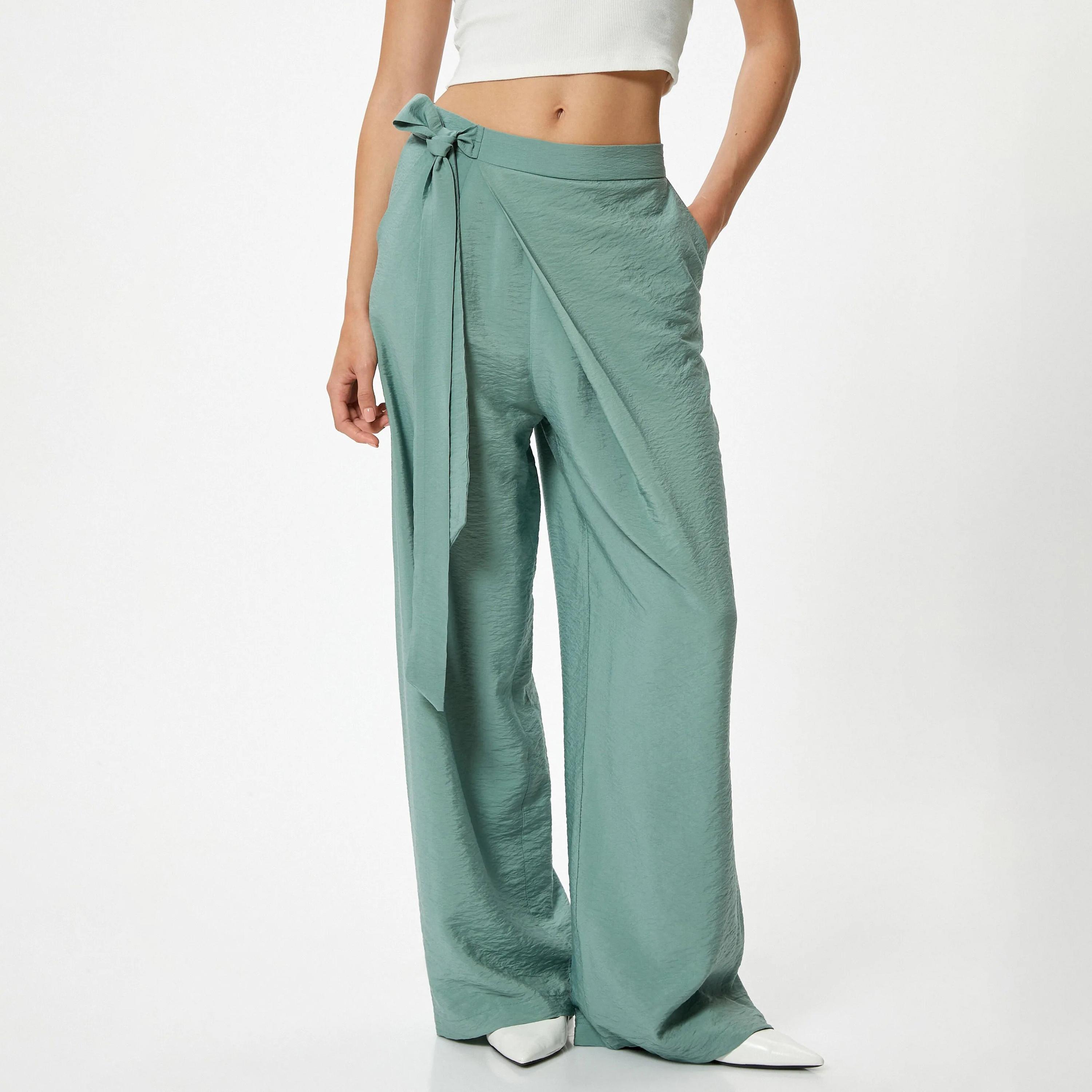 KOTON Textured Side Tie Women's Trousers-women-clothing-bottoms-trousers-image-5